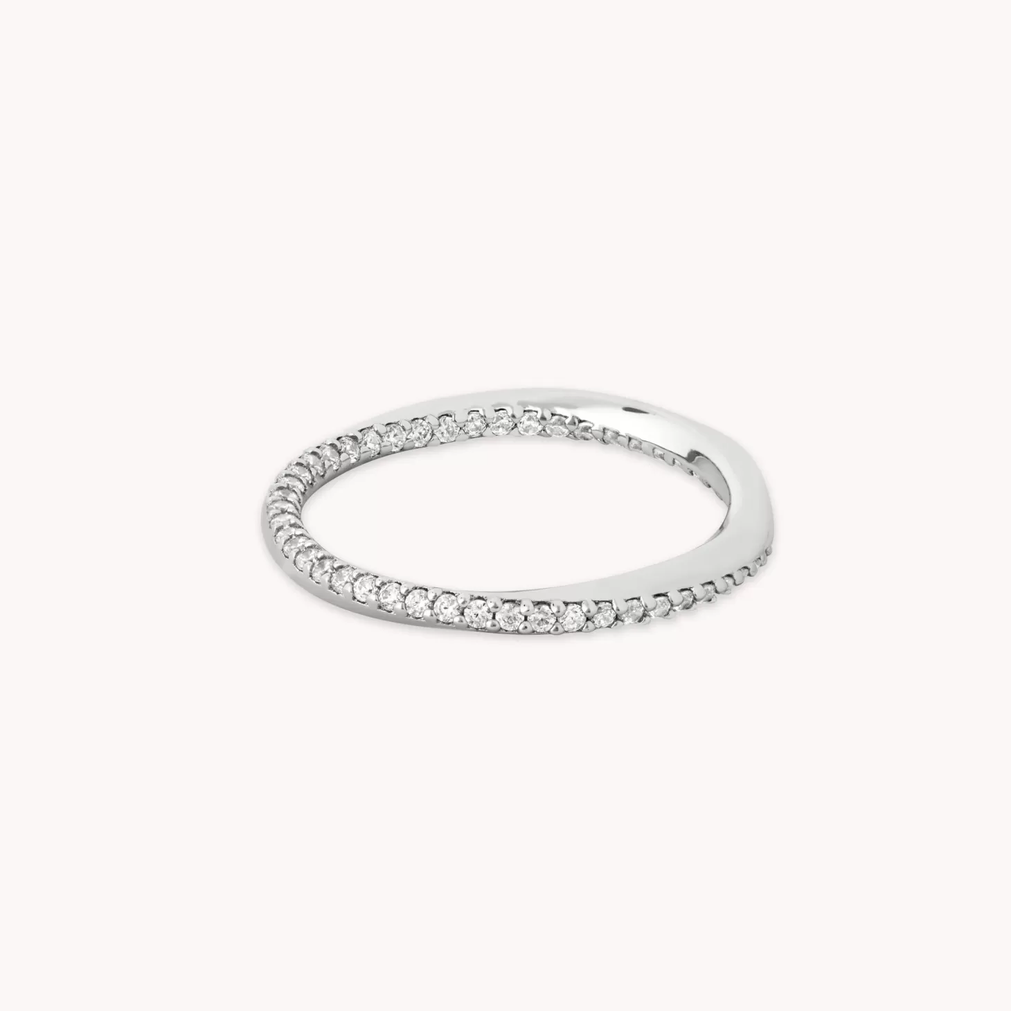 Astrid & Miyu Orbit Crystal Band Ring In Silver Rhodium Plated Sterling Silver Flash Sale