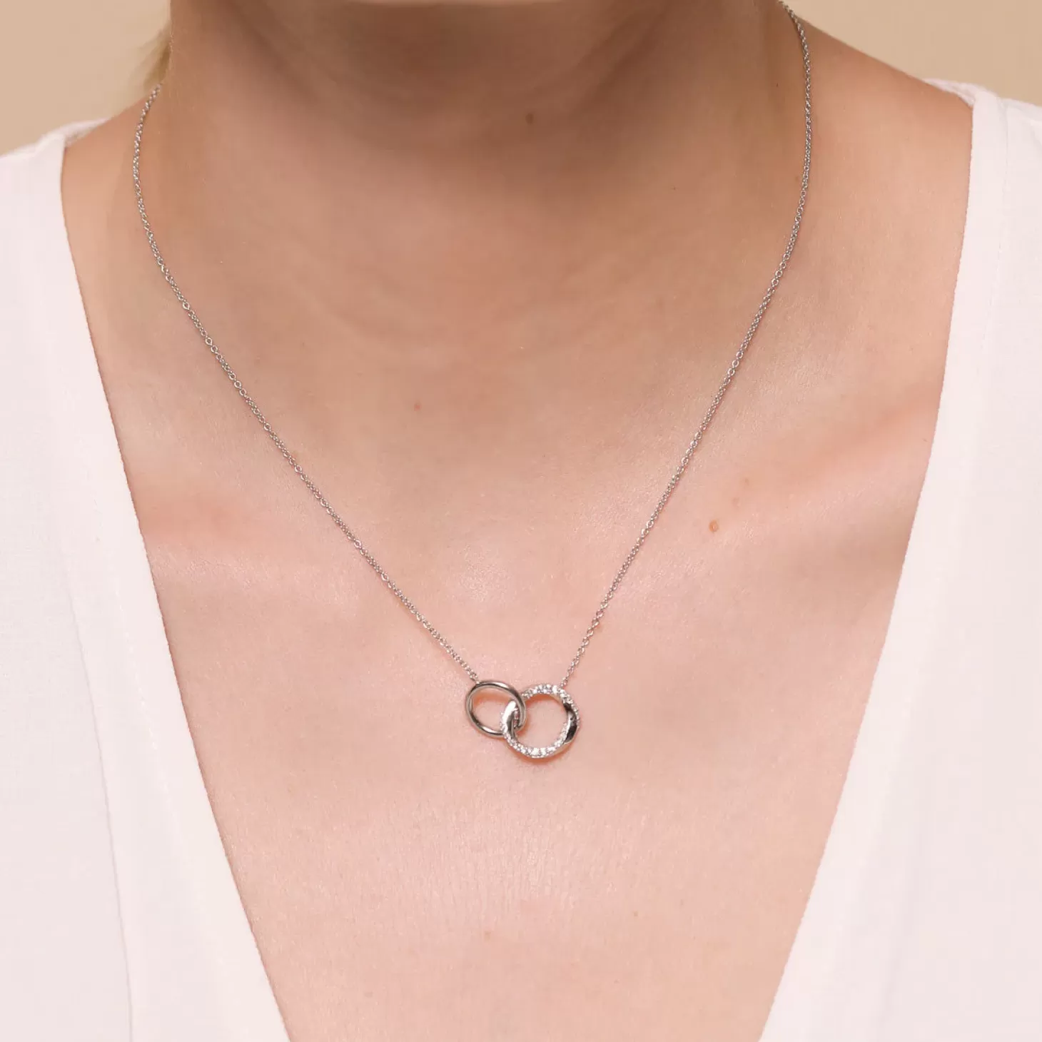 Astrid & Miyu Orbit Crystal Chain Necklace In Silver Rhodium Plated Sterling Silver Discount