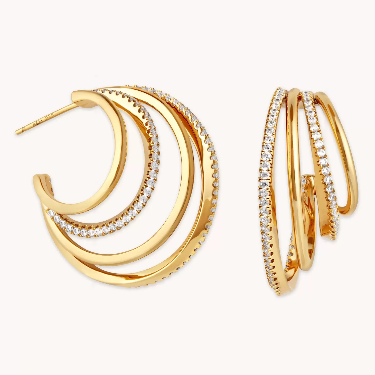 Astrid & Miyu Orbit Crystal Hoops In Gold 18K Gold Plated Cheap