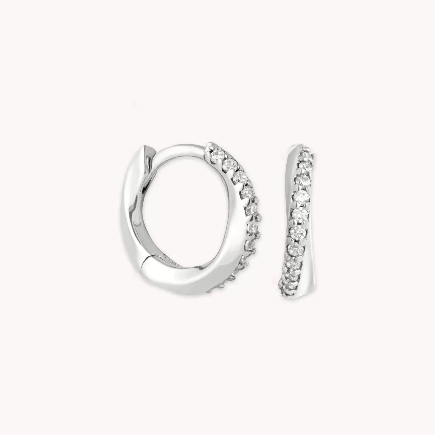 Astrid & Miyu Orbit Crystal Huggies In Silver Rhodium Plated Sterling Silver Clearance