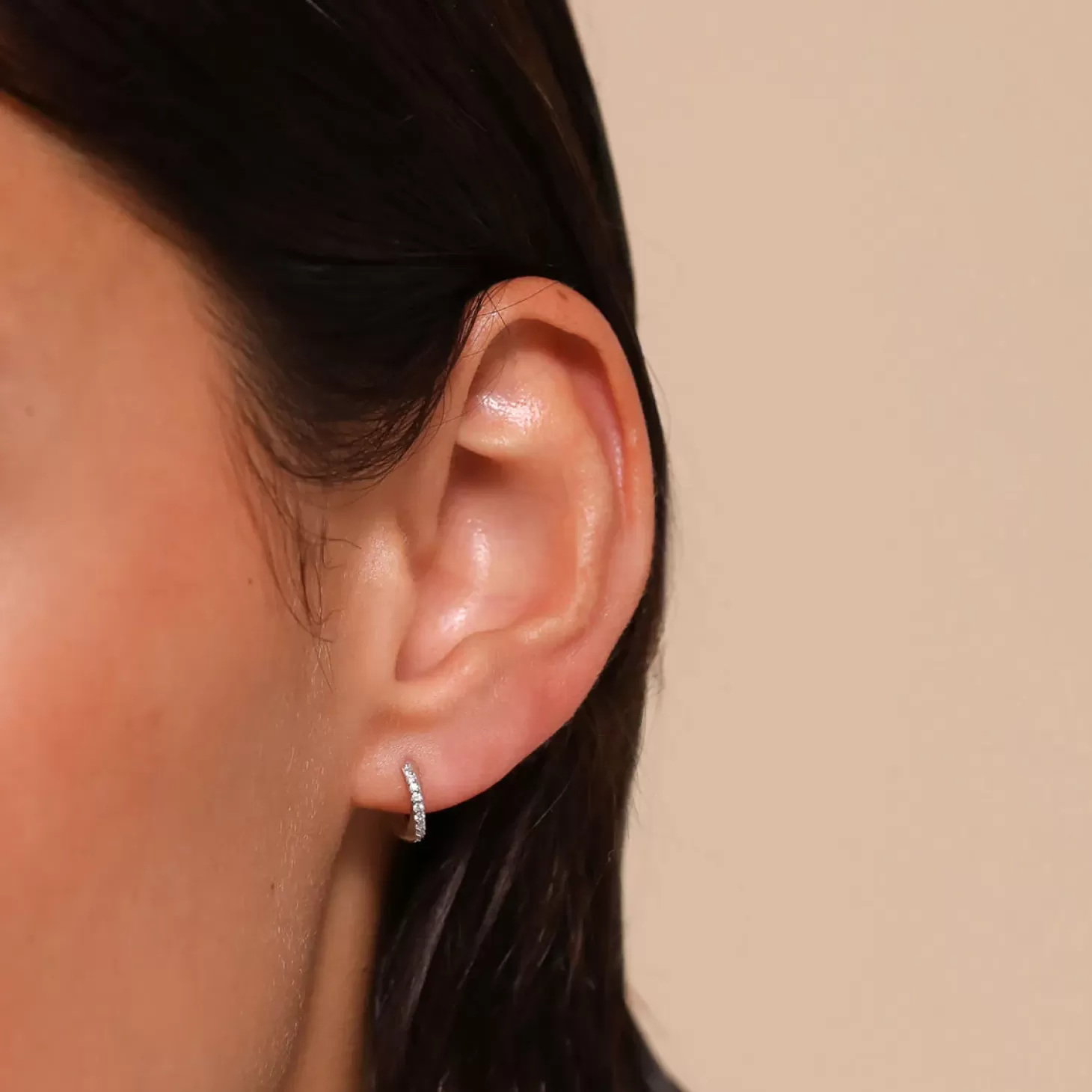 Astrid & Miyu Orbit Crystal Huggies In Silver Rhodium Plated Sterling Silver Clearance