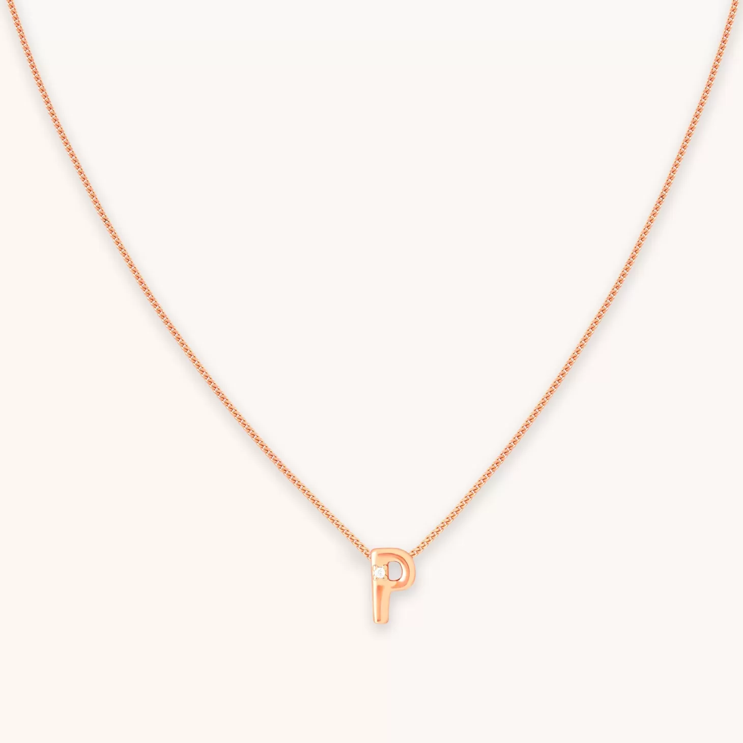 Astrid & Miyu P Initial Pendant Necklace In Rose Gold 18K Rose Gold Plated Sterling Silver Shop