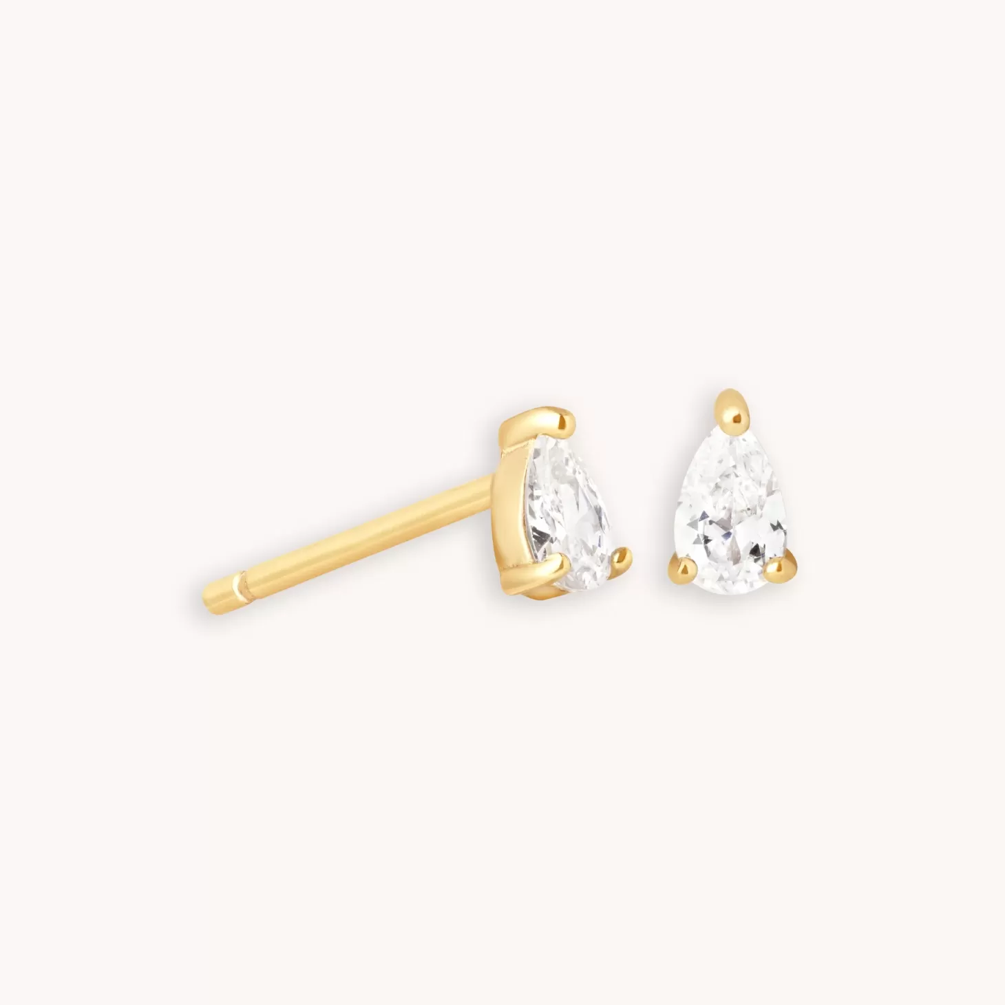 Astrid & Miyu Pear Crystal Stud Earrings In Gold 18K Gold Plated Sterling Silver Cheap