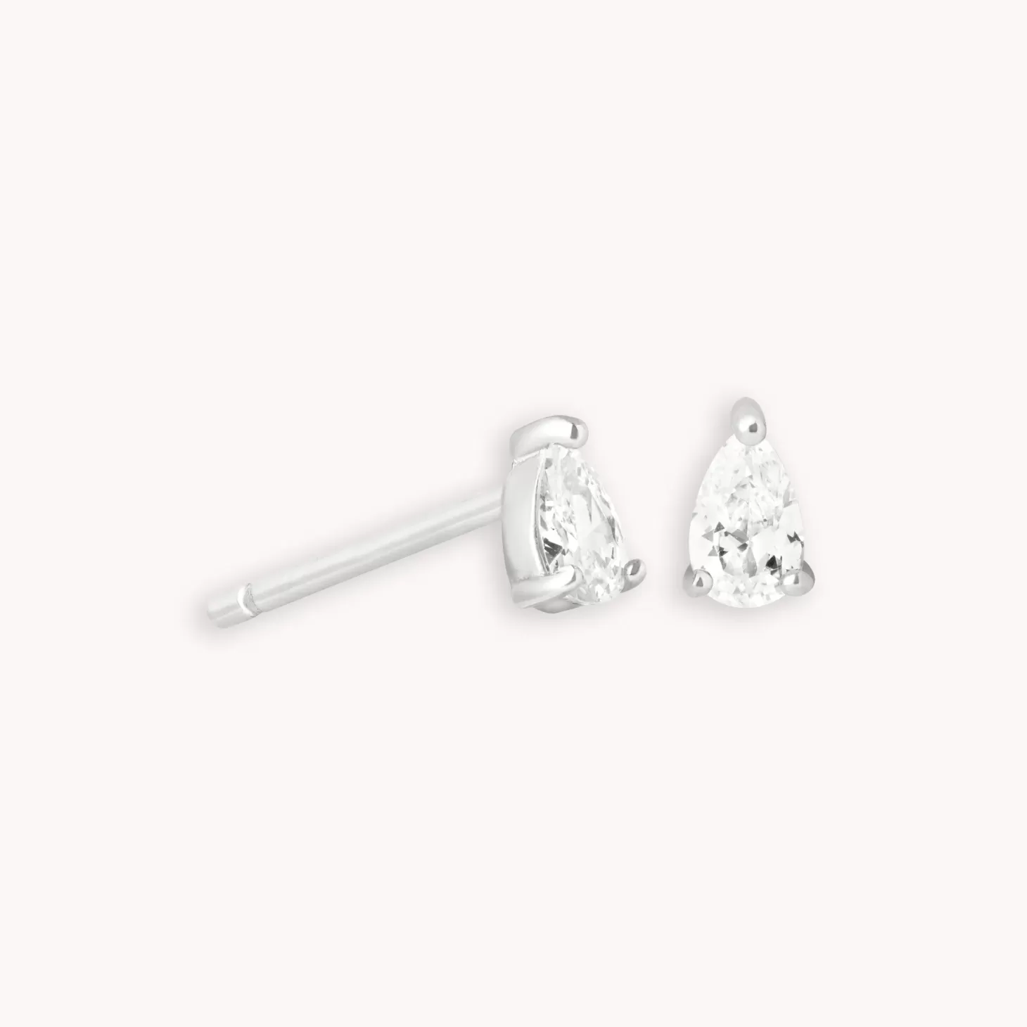 Astrid & Miyu Pear Crystal Stud Earrings In Silver Rhodium Plated Sterling Silver New