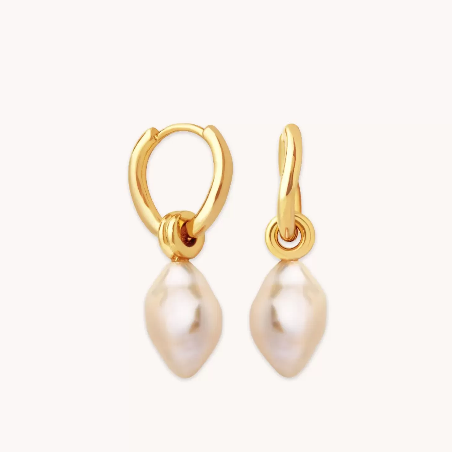 Astrid & Miyu Pink Pearl Hoops In Gold 18K Gold Plated Best Sale