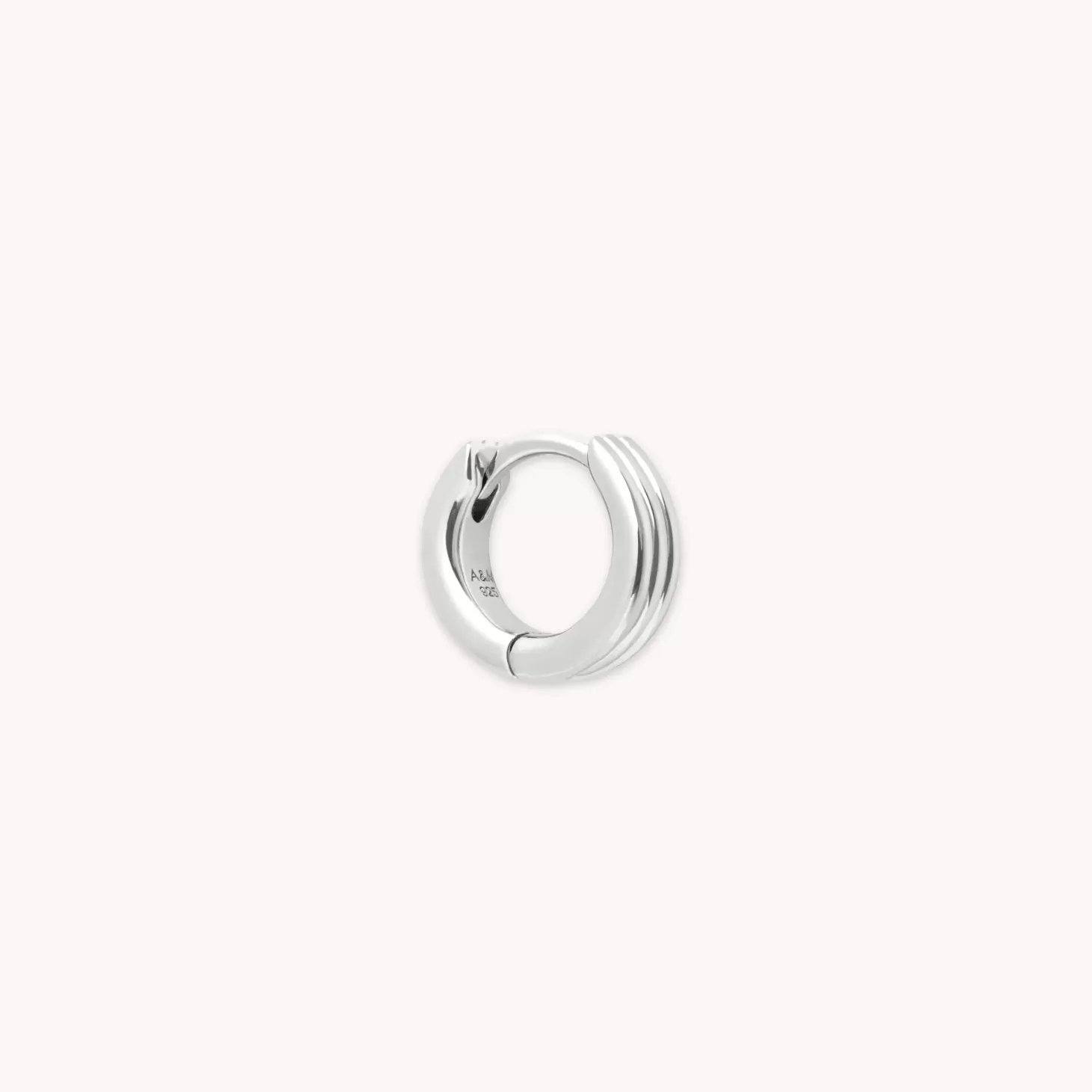 Astrid & Miyu Pleated 6.5Mm Hoop In Silver Rhodium Plated Sterling Silver Fashion