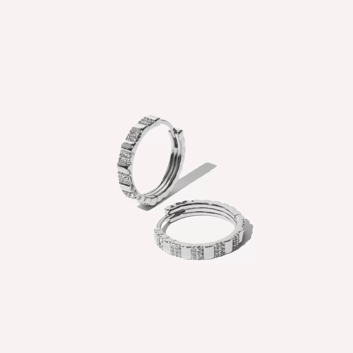 Astrid & Miyu Pleated Crystal Hoops In Silver Rhodium Plated Sterling Silver Sale