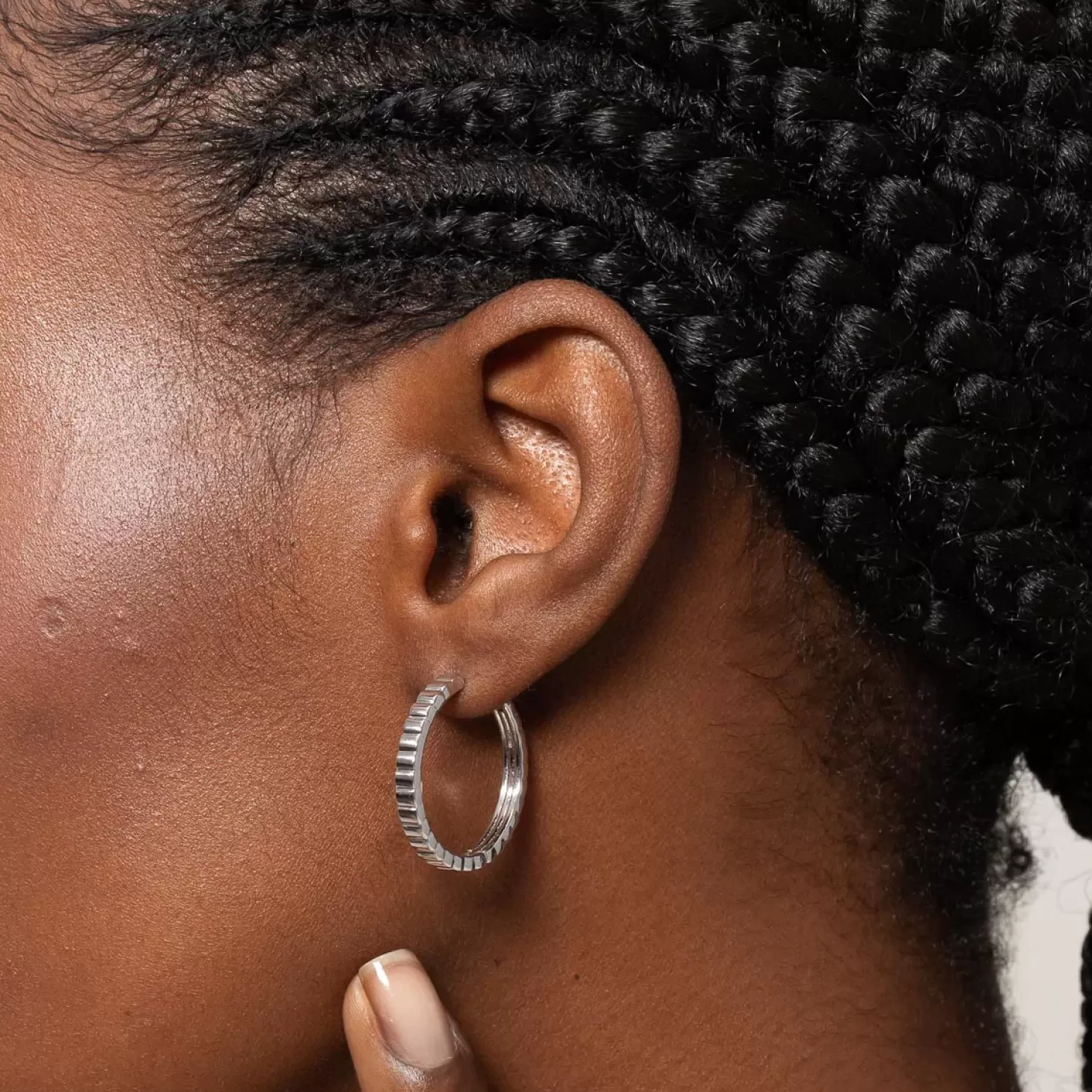 Astrid & Miyu Pleated Hoops In Silver Rhodium Plated Sterling Silver Shop