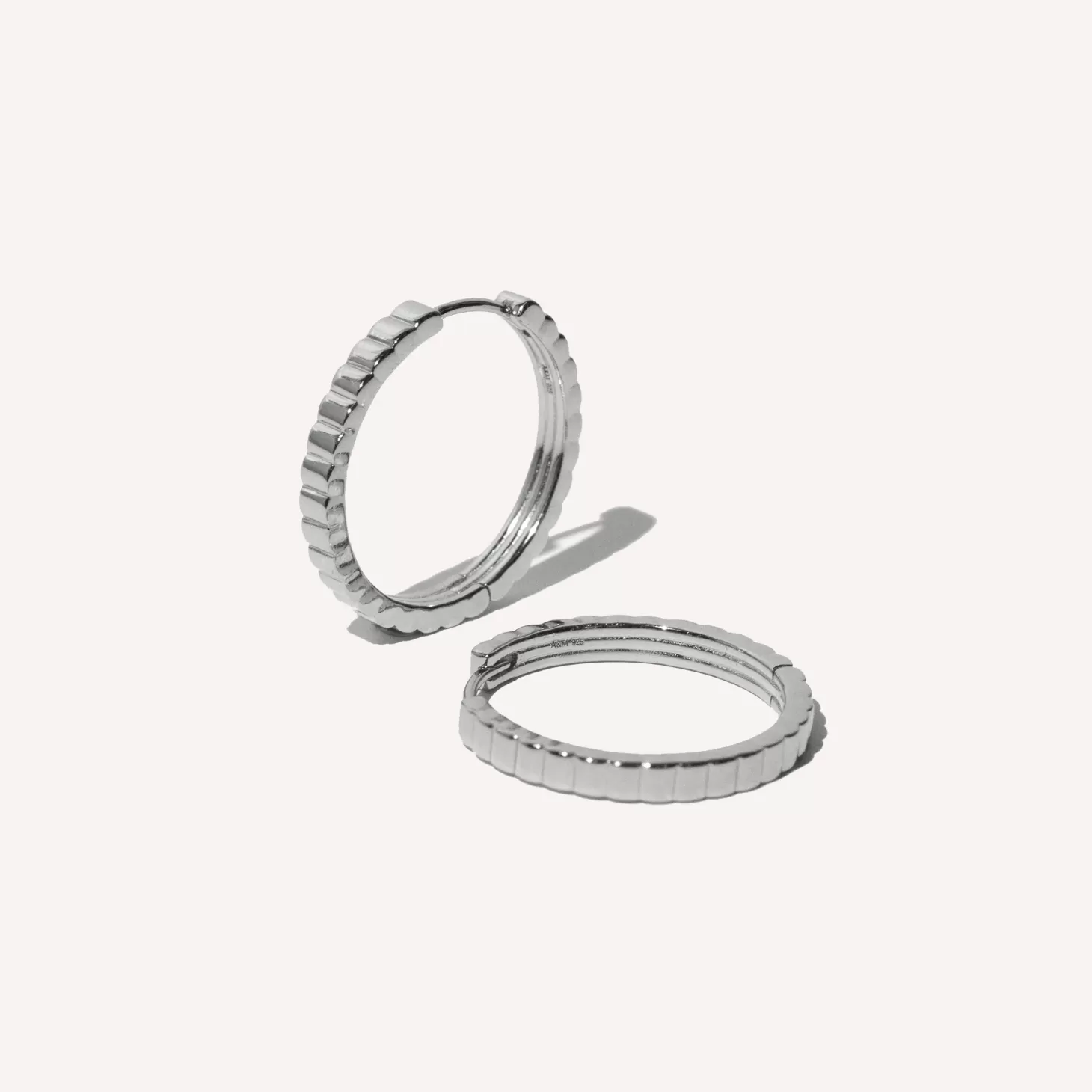 Astrid & Miyu Pleated Hoops In Silver Rhodium Plated Sterling Silver Shop