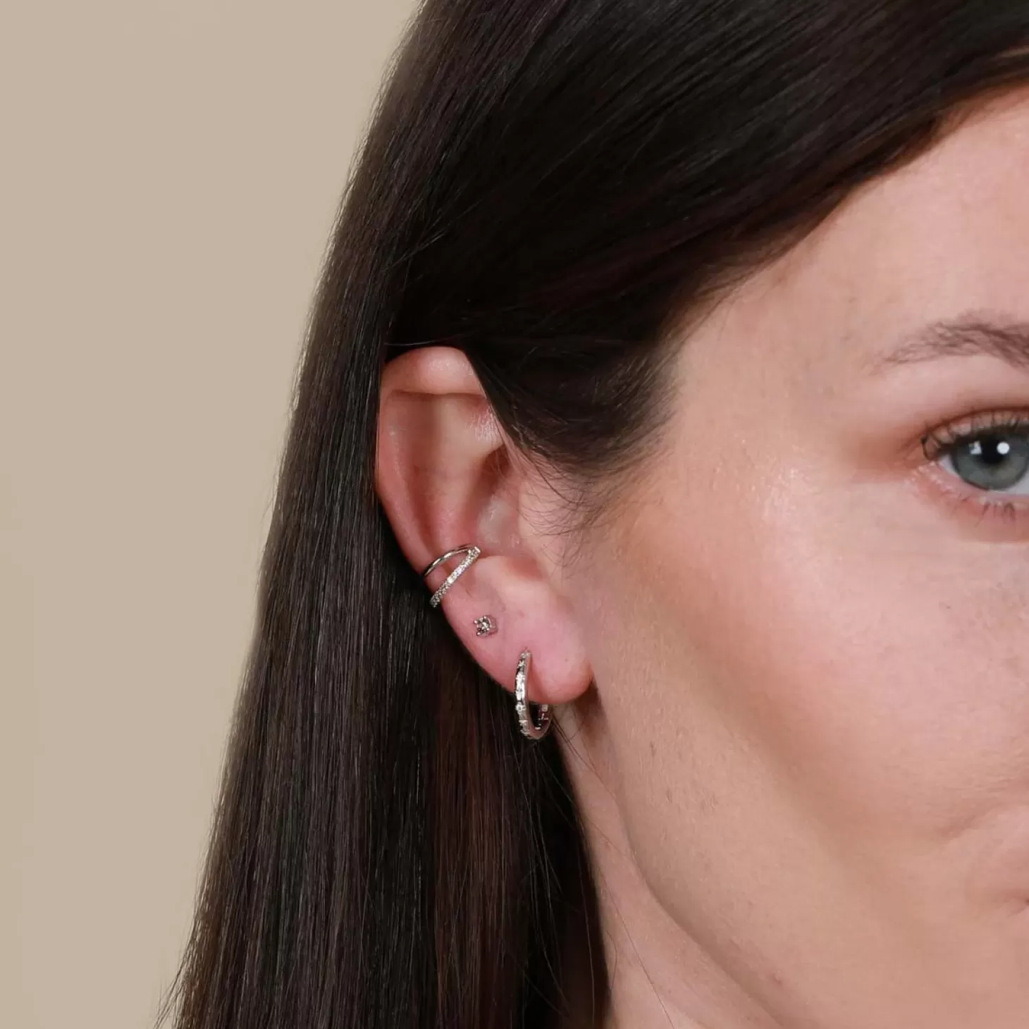 Astrid & Miyu Prism Crystal Hoops In Silver Rhodium Plated Sterling Silver Shop