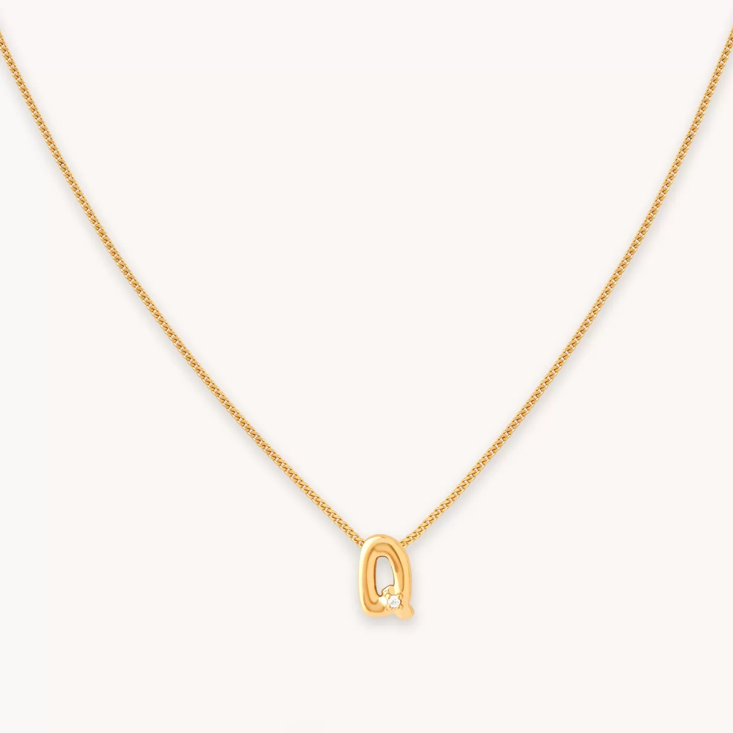 Astrid & Miyu Q Initial Pendant Necklace In Gold 18K Gold Plated Sterling Silver Outlet