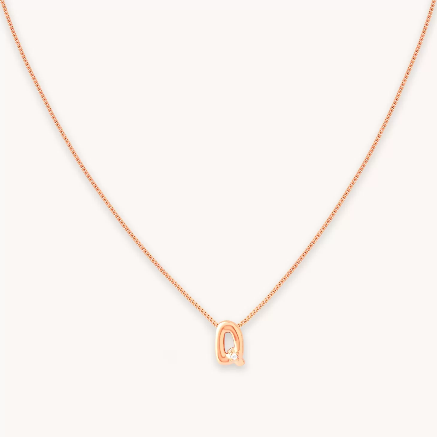 Astrid & Miyu Q Initial Pendant Necklace In Rose Gold 18K Rose Gold Plated Sterling Silver Outlet