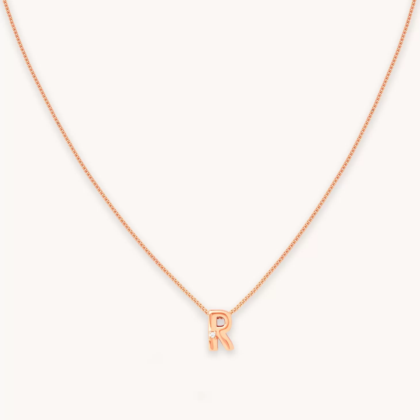 Astrid & Miyu R Initial Pendant Necklace In Rose Gold 18K Rose Gold Plated Sterling Silver Best Sale