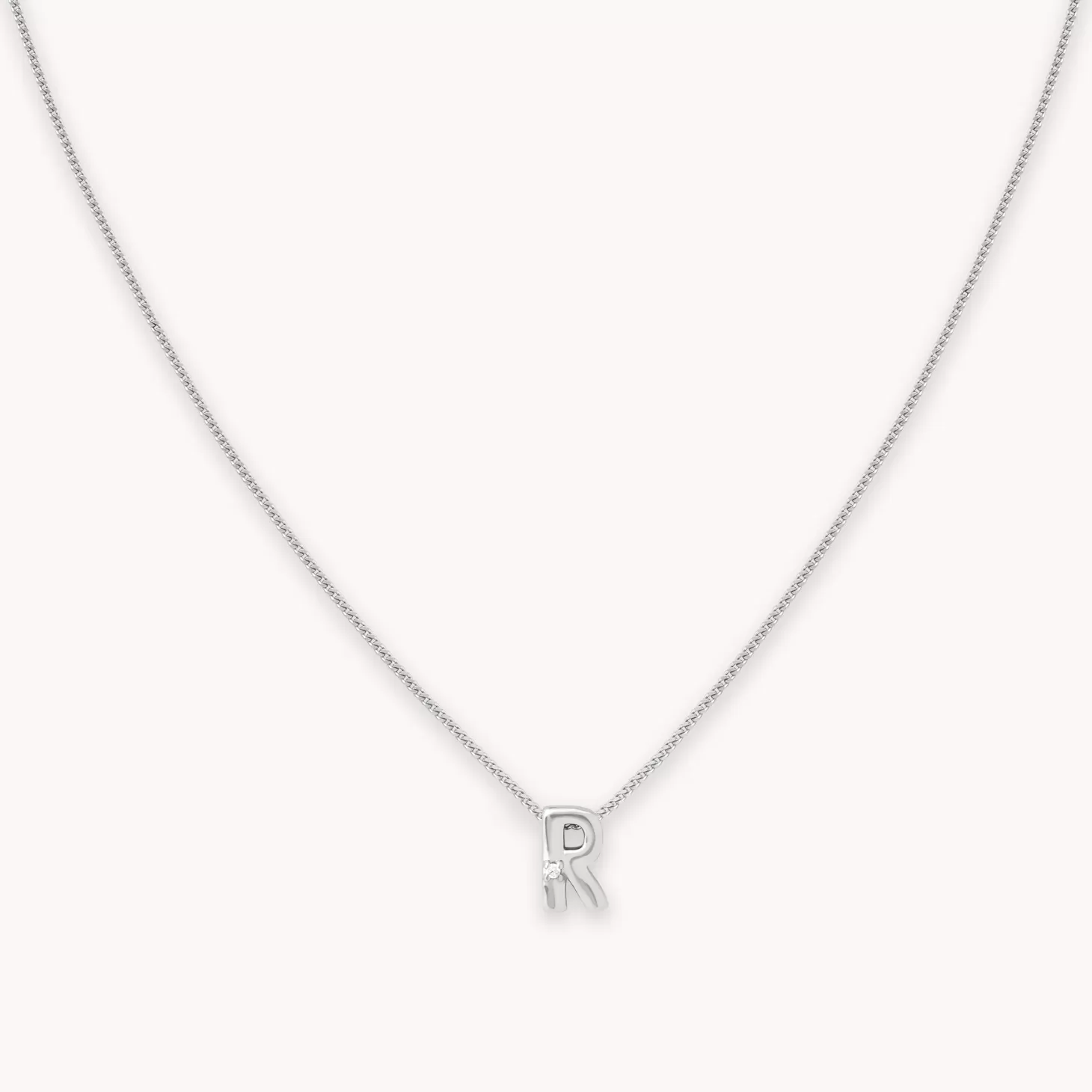 Astrid & Miyu R Initial Pendant Necklace In Silver Rhodium Plated Sterling Silver Best Sale