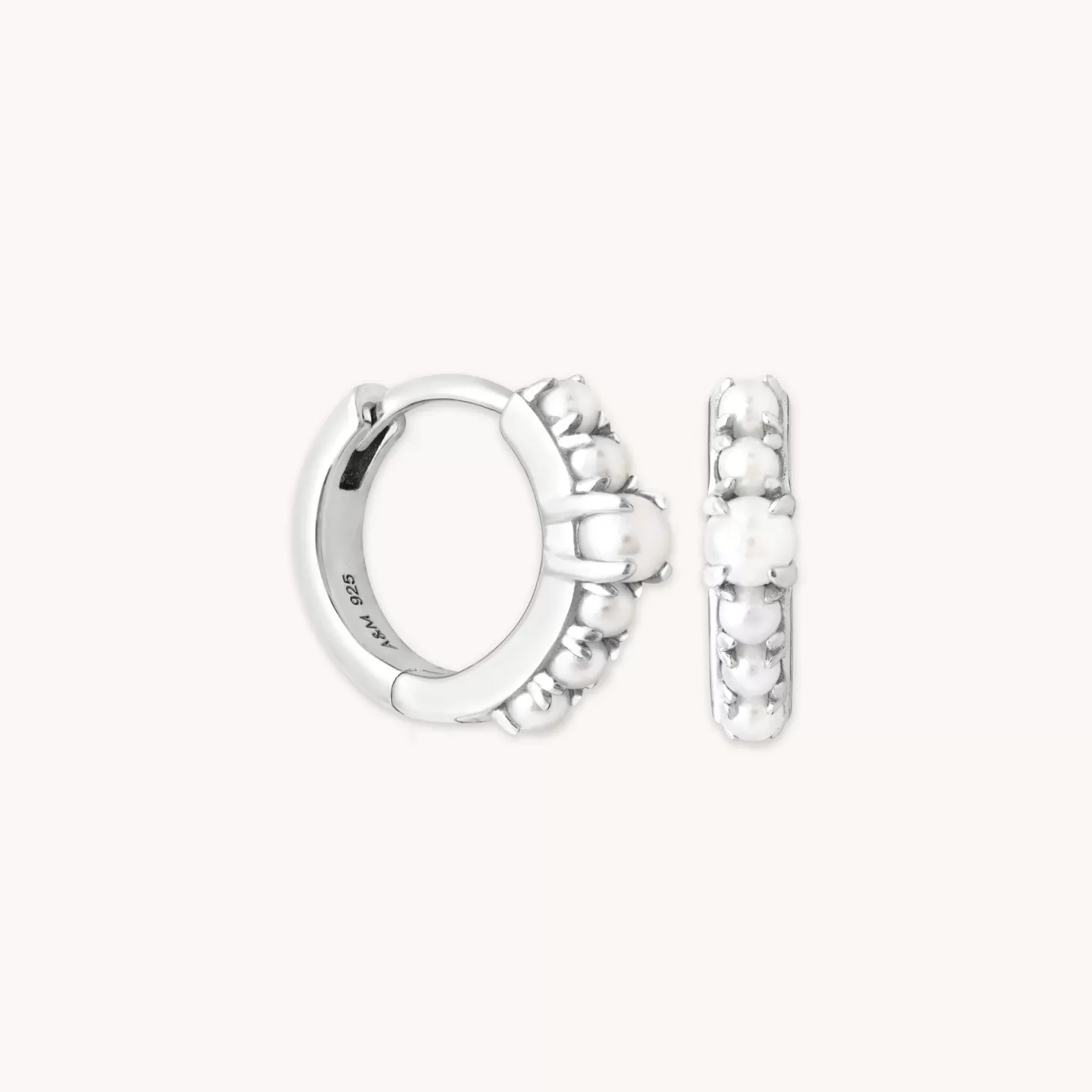Astrid & Miyu Radiant Pearl Huggies In Silver Rhodium Plated Sterling Silver Outlet