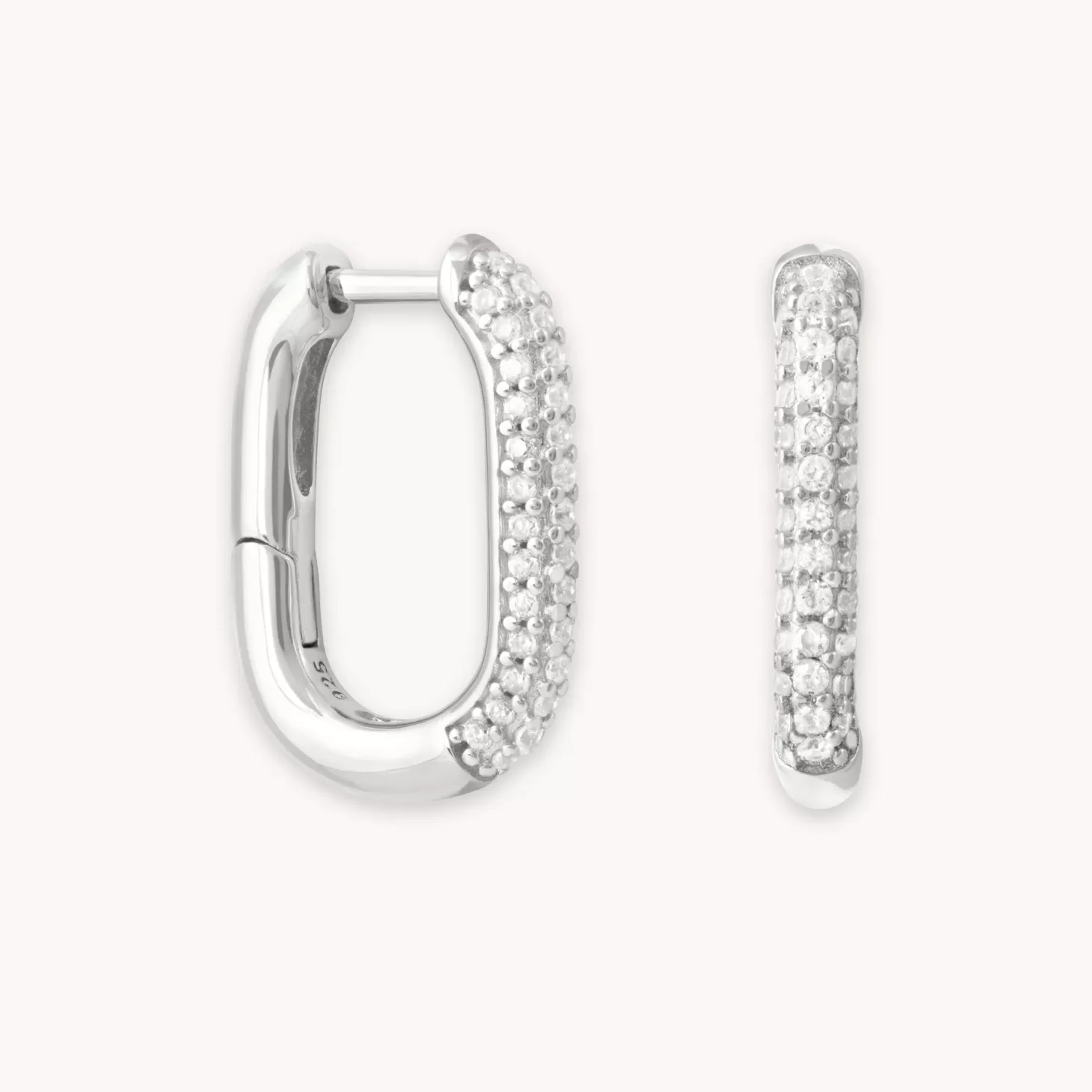 Astrid & Miyu Rectangular Glimmer Hoops In Silver Rhodium Plated Sterling Silver Online