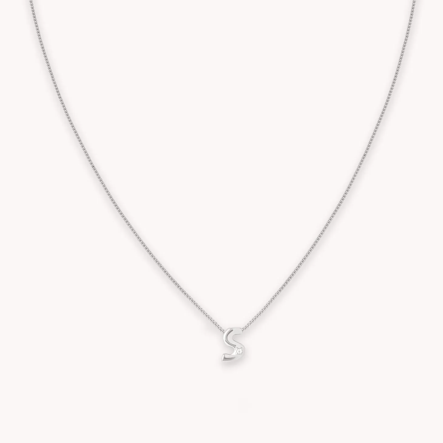 Astrid & Miyu S Initial Pendant Necklace In Silver Rhodium Plated Sterling Silver Hot