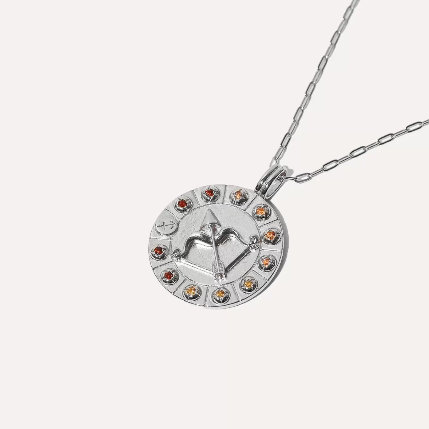 Astrid & Miyu Sagittarius Bold Zodiac Pendant Necklace In Silver Rhodium Plated Sterling Silver Outlet