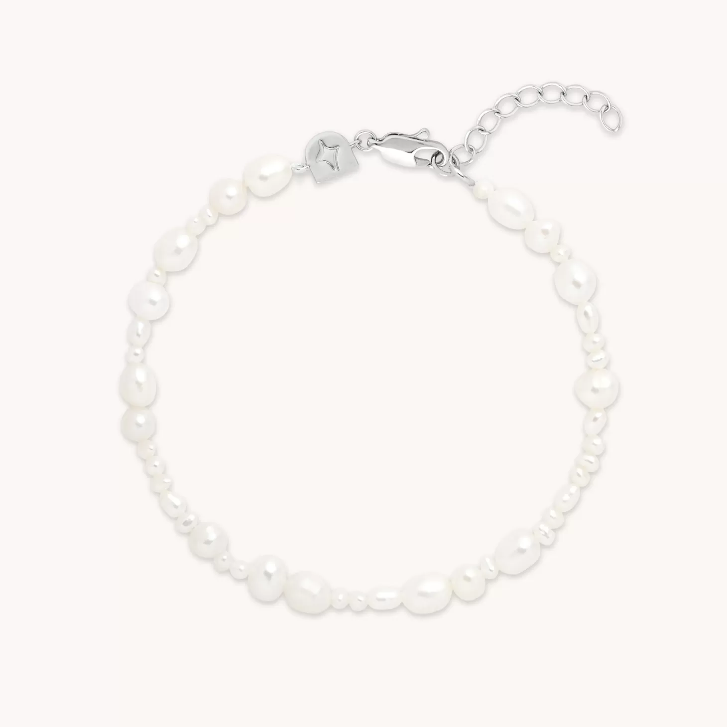Astrid & Miyu Serenity Pearl Beaded Bracelet In Silver Rhodium Plated Sterling Silver Fashion