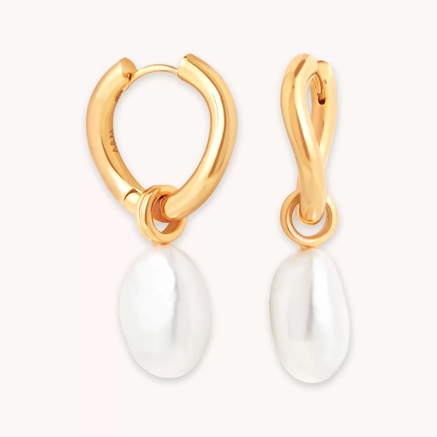 Astrid & Miyu Serenity Pearl Charm Hoops In Gold 18K Gold Plated Outlet