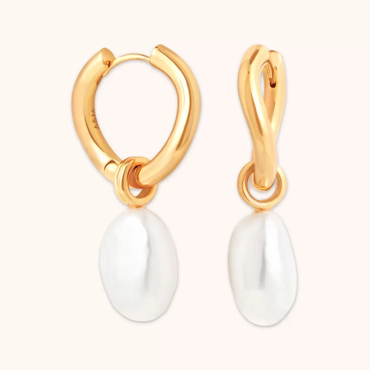 Astrid & Miyu Serenity Pearl Charm Hoops In Gold 18K Gold Plated Outlet