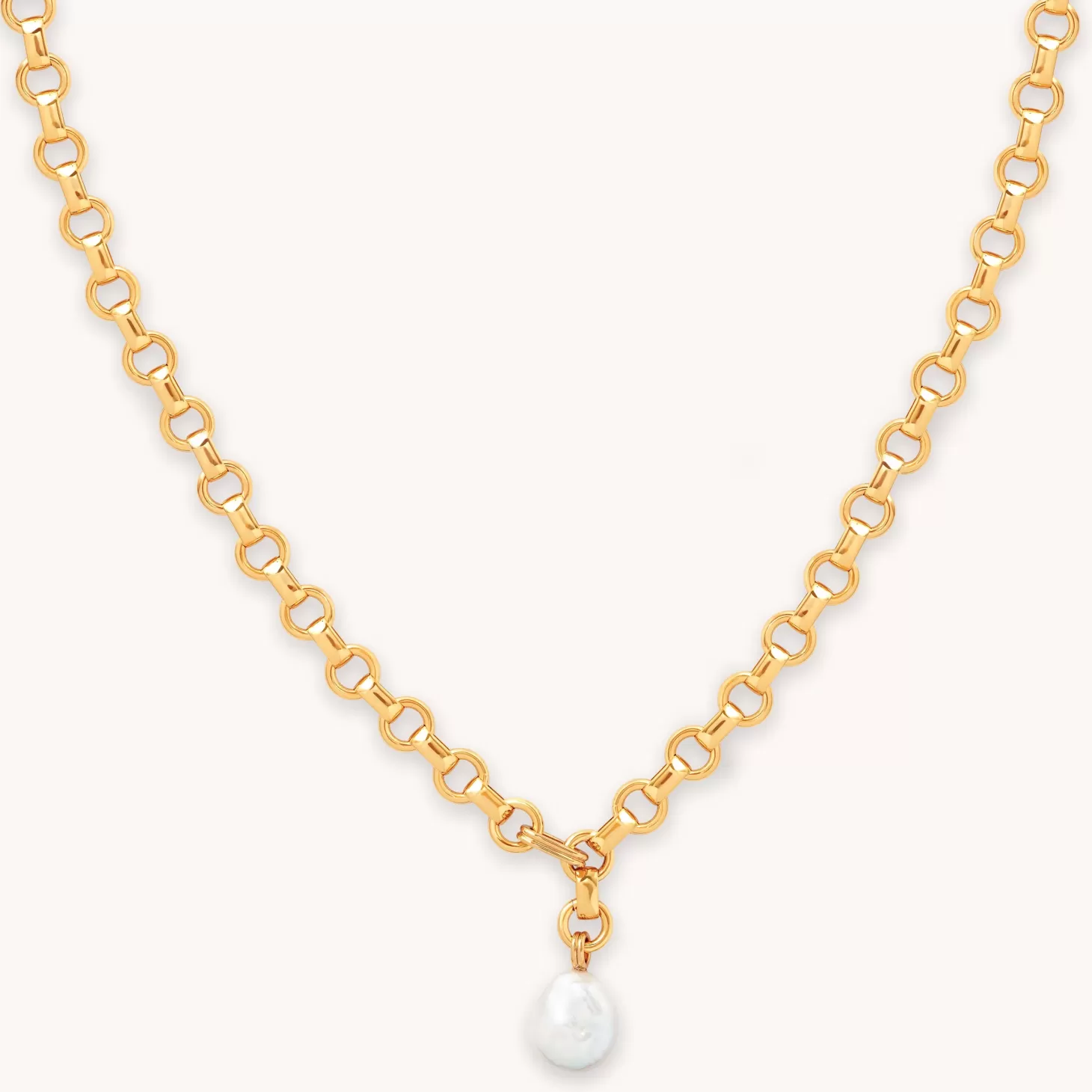 Astrid & Miyu Serenity Pearl Link Chain Necklace In Gold 18K Gold Plated Store