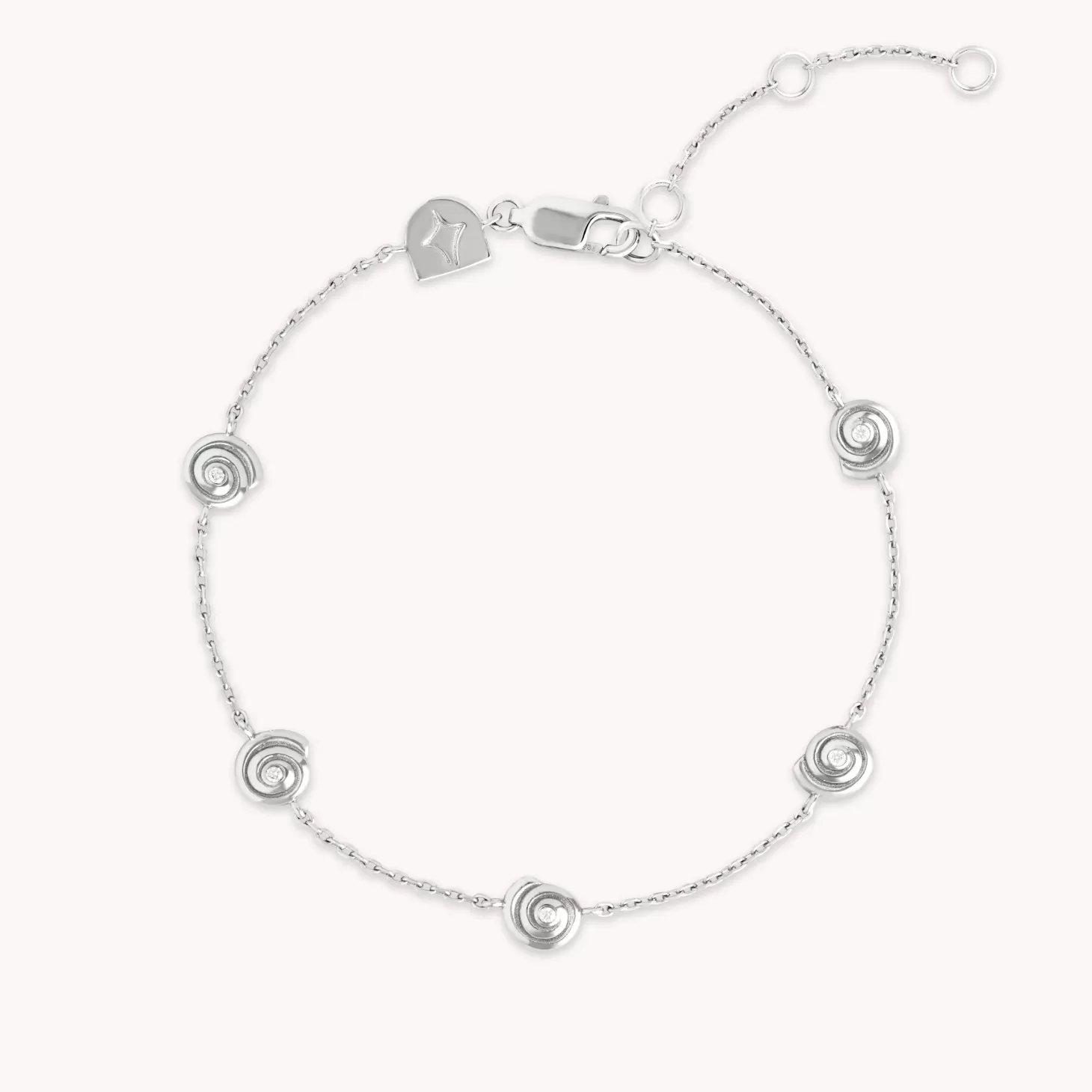 Astrid & Miyu Shell Crystal Charm Bracelet In Silver Rhodium Plated Sterling Silver Cheap