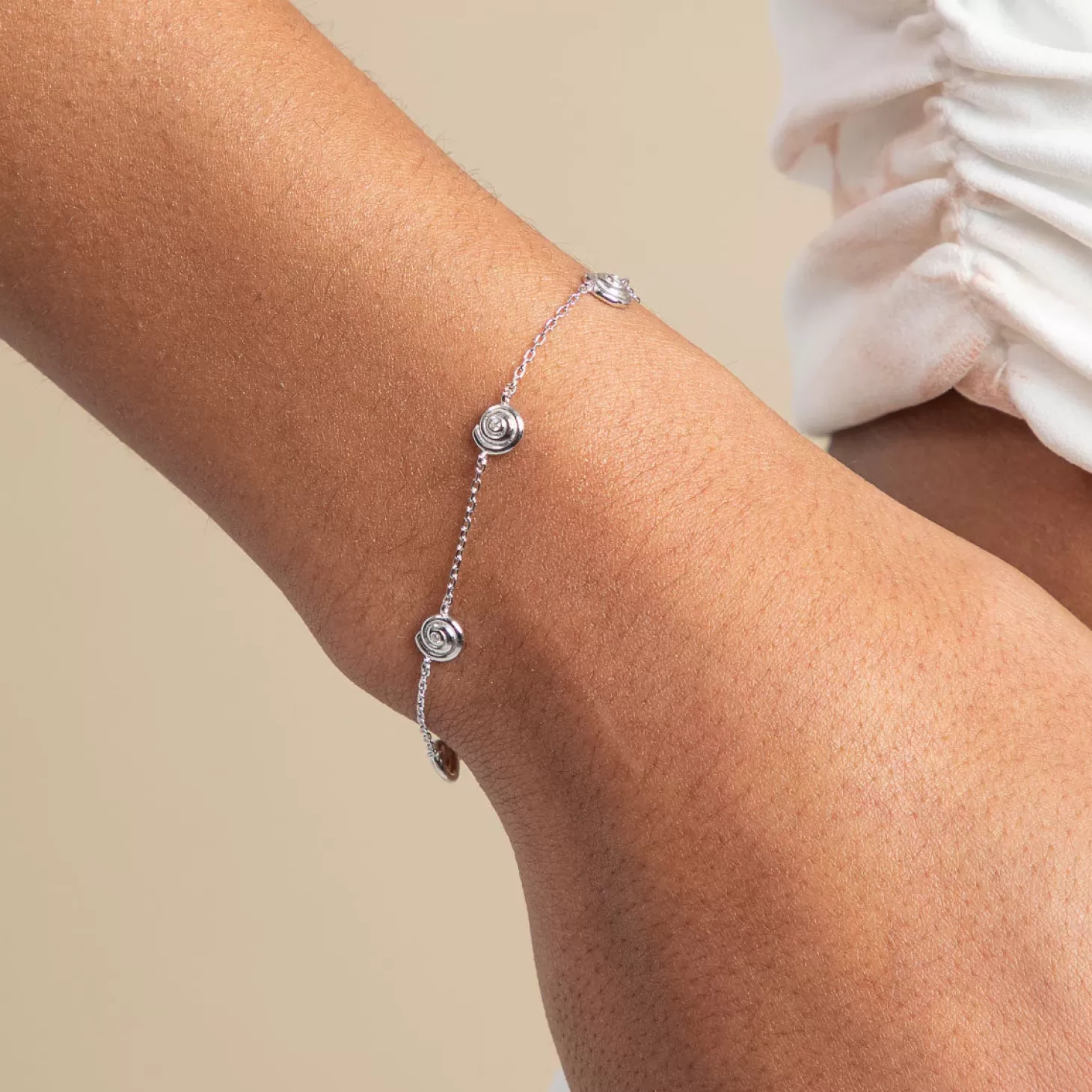 Astrid & Miyu Shell Crystal Charm Bracelet In Silver Rhodium Plated Sterling Silver Cheap