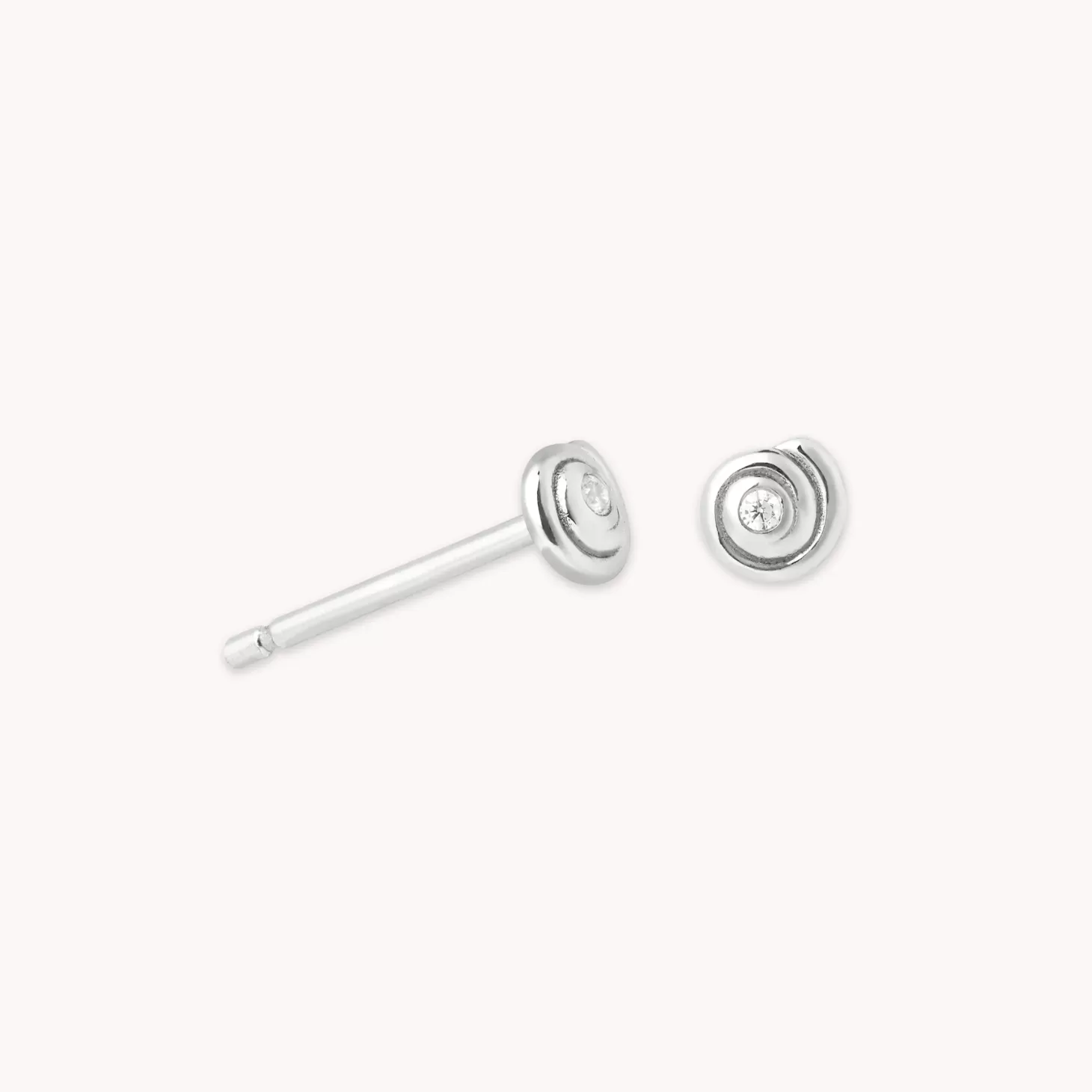 Astrid & Miyu Shell Crystal Stud Earrings In Silver Rhodium Plated Sterling Silver Cheap