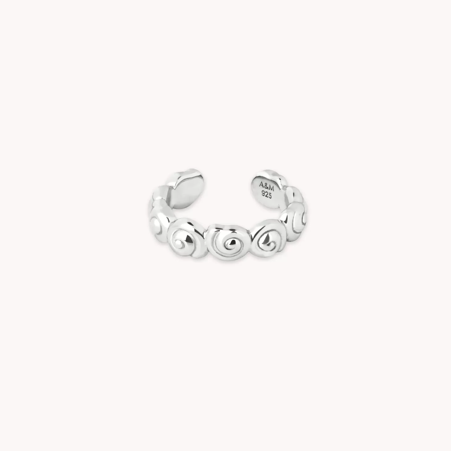 Astrid & Miyu Shell Ear Cuff In Silver Rhodium Plated Sterling Silver New