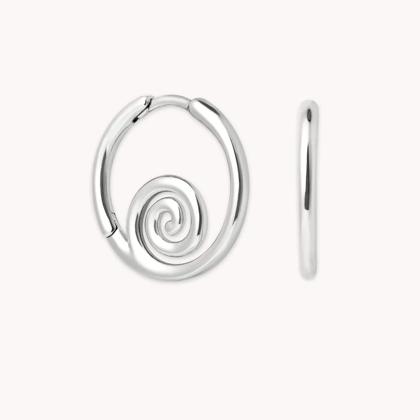 Astrid & Miyu Shell Swirl Hoops In Silver Rhodium Plated Sterling Silver Best