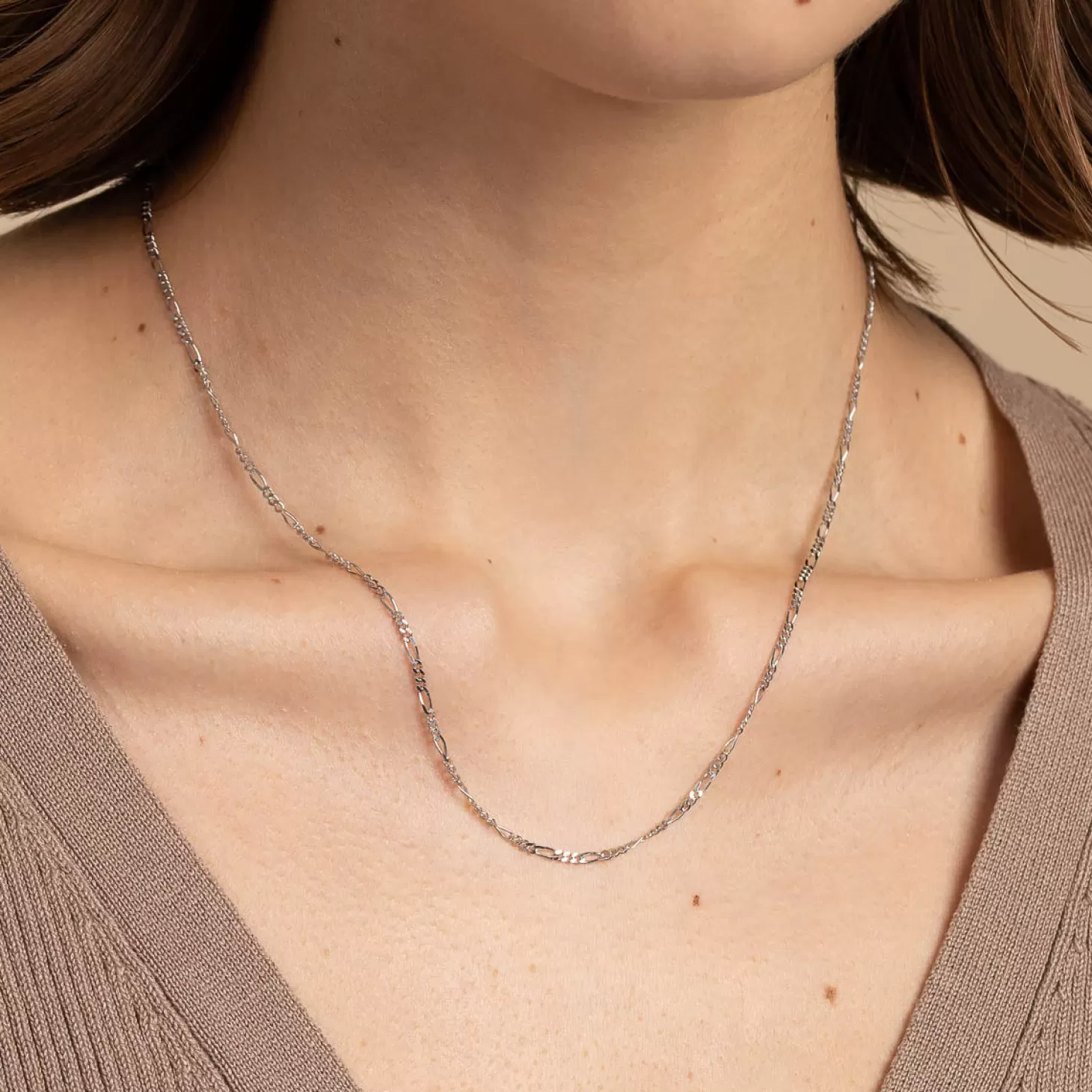 Astrid & Miyu Soho Chain Necklace In Solid White Gold 9K White Gold Sale