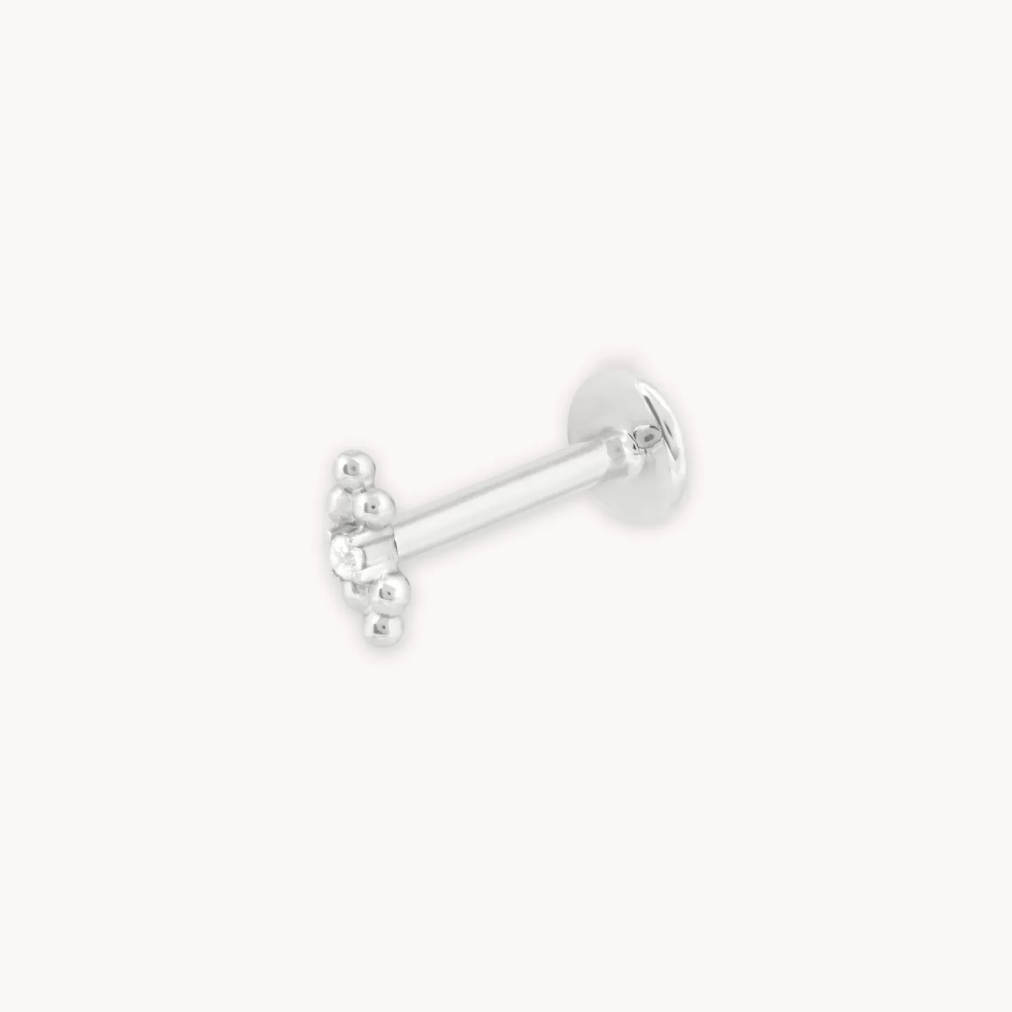 Astrid & Miyu Solid White Gold Crystal Beaded Piercing Stud 14K White Gold Cheap