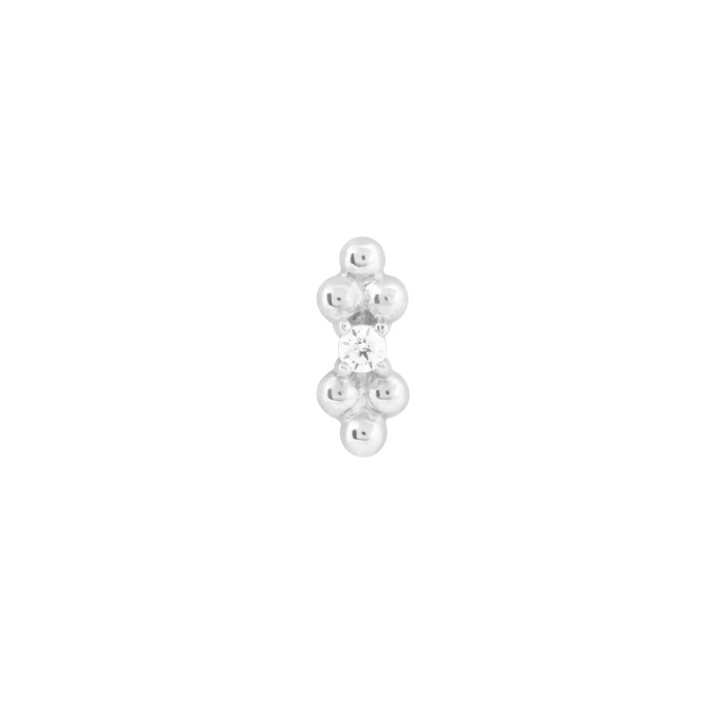 Astrid & Miyu Solid White Gold Crystal Beaded Piercing Stud 14K White Gold Cheap
