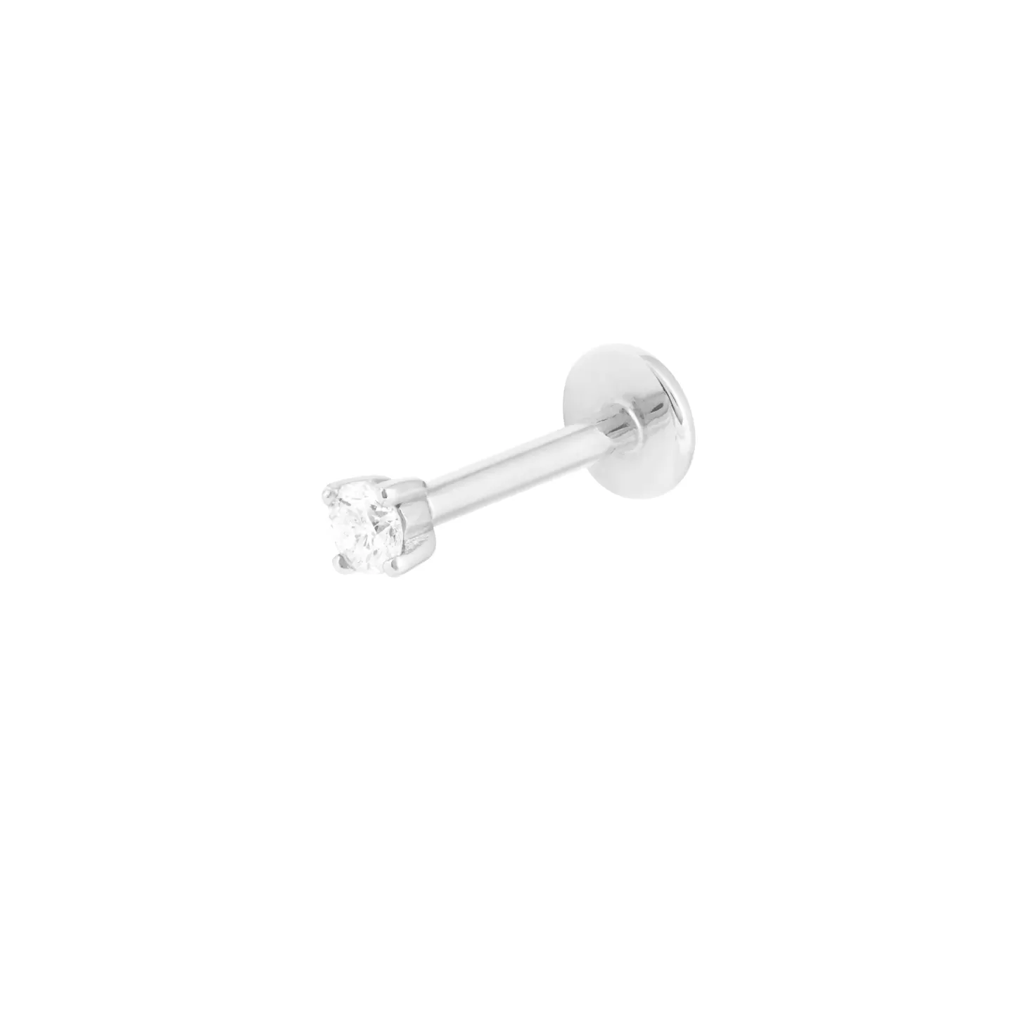 Astrid & Miyu Solid White Gold Topaz Piercing Stud 14K White Gold Cheap
