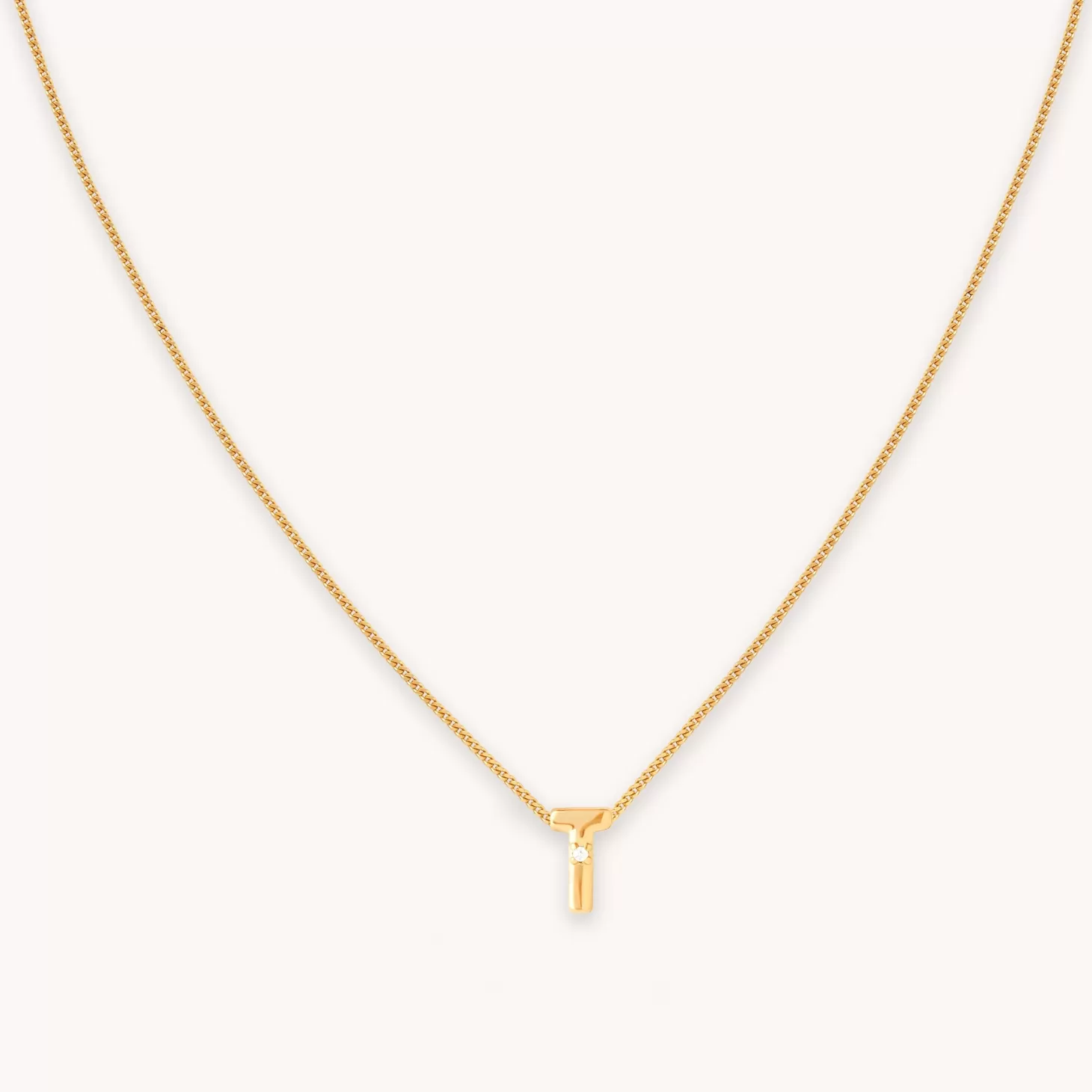 Astrid & Miyu T Initial Pendant Necklace In Gold 18K Gold Plated Sterling Silver Best