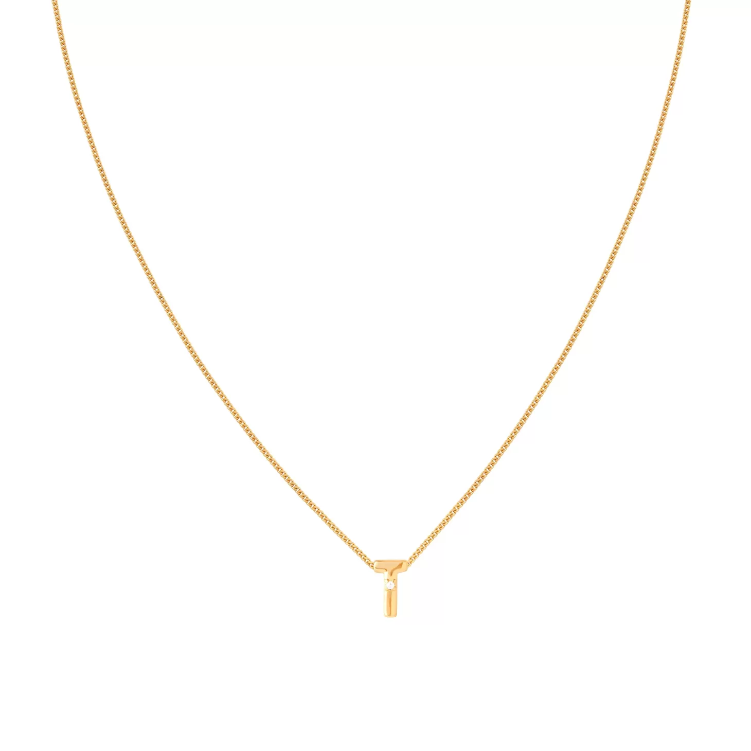 Astrid & Miyu T Initial Pendant Necklace In Gold 18K Gold Plated Sterling Silver Best