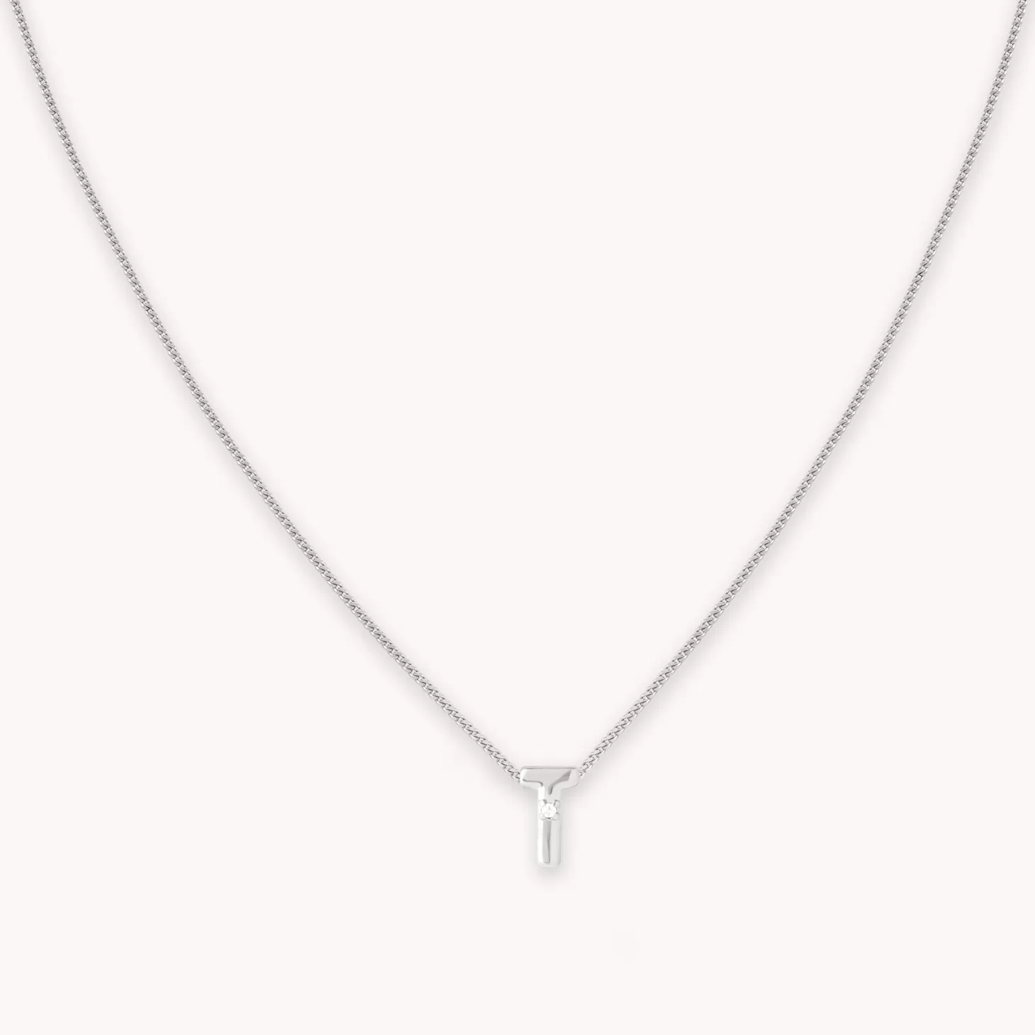 Astrid & Miyu T Initial Pendant Necklace In Silver Rhodium Plated Sterling Silver Best Sale