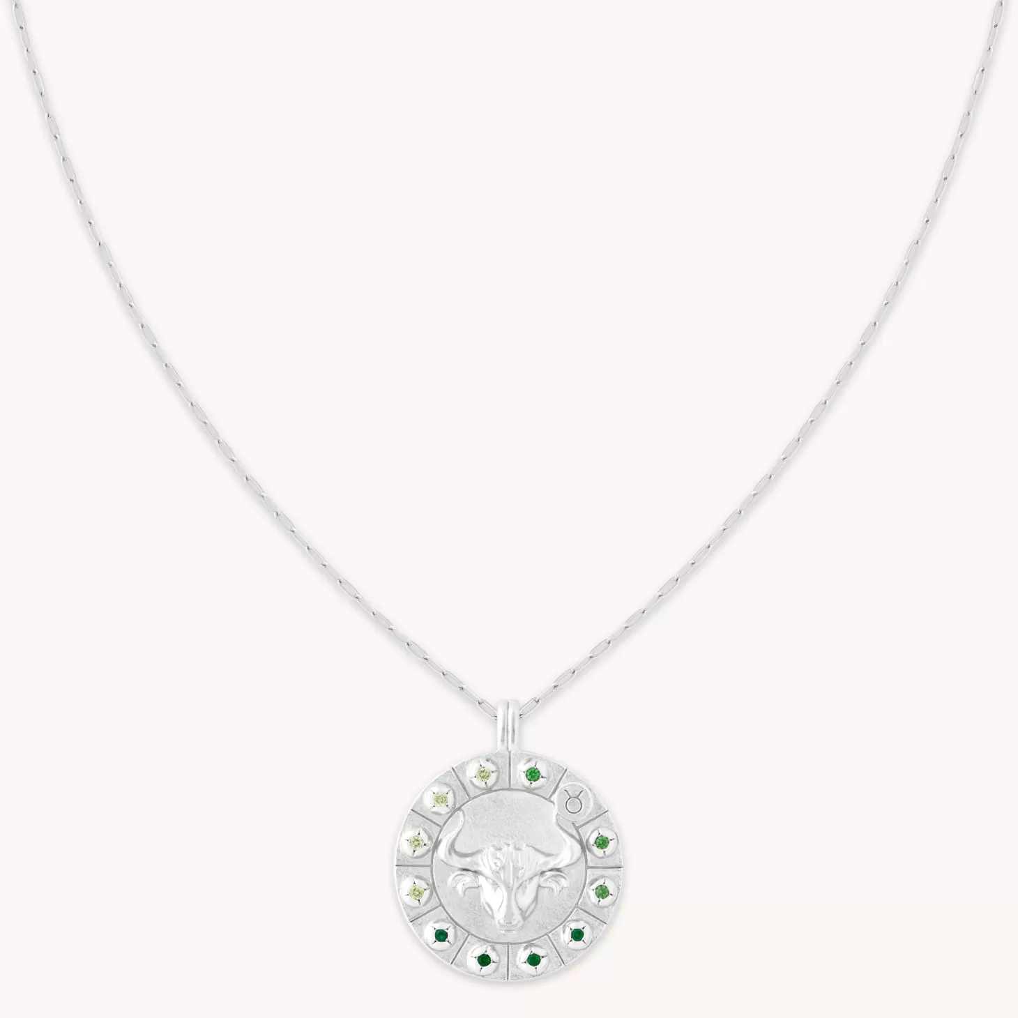 Astrid & Miyu Taurus Bold Zodiac Pendant Necklace In Silver Rhodium Plated Sterling Silver Online