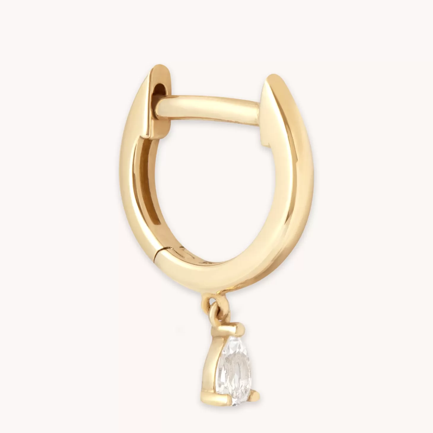 Astrid & Miyu Teardrop Charm Piercing Hoop In Solid Gold 14K Solid Gold Cheap