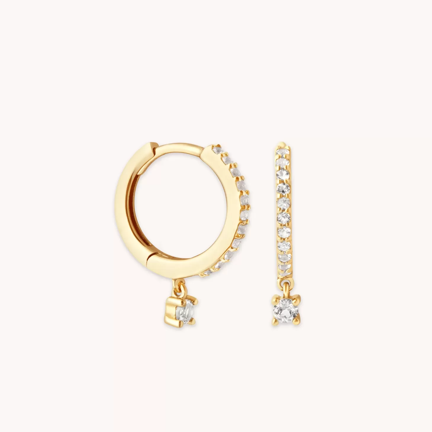 Astrid & Miyu Topaz Charm Hoops In Solid Gold 14K Gold Best