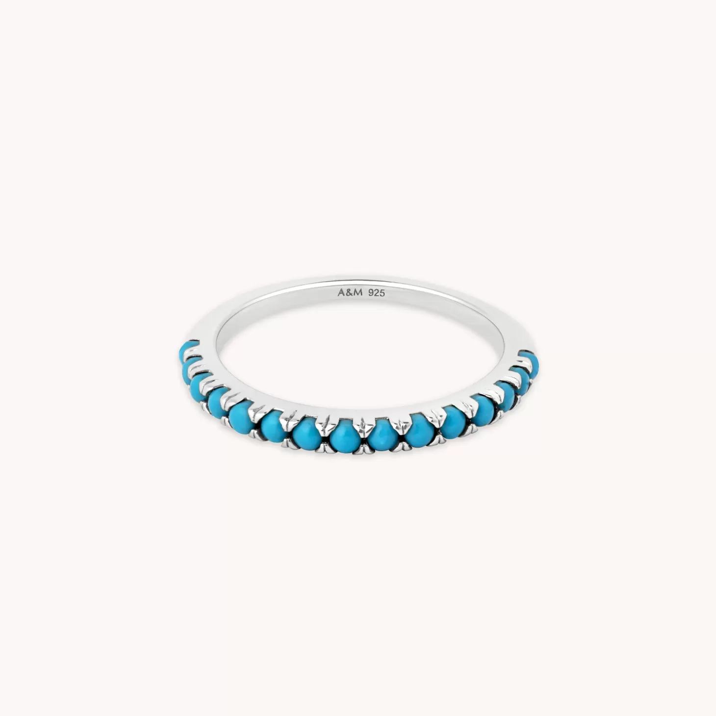 Astrid & Miyu Turquoise Band Ring In Silver Rhodium Plated Sterling Silver Discount