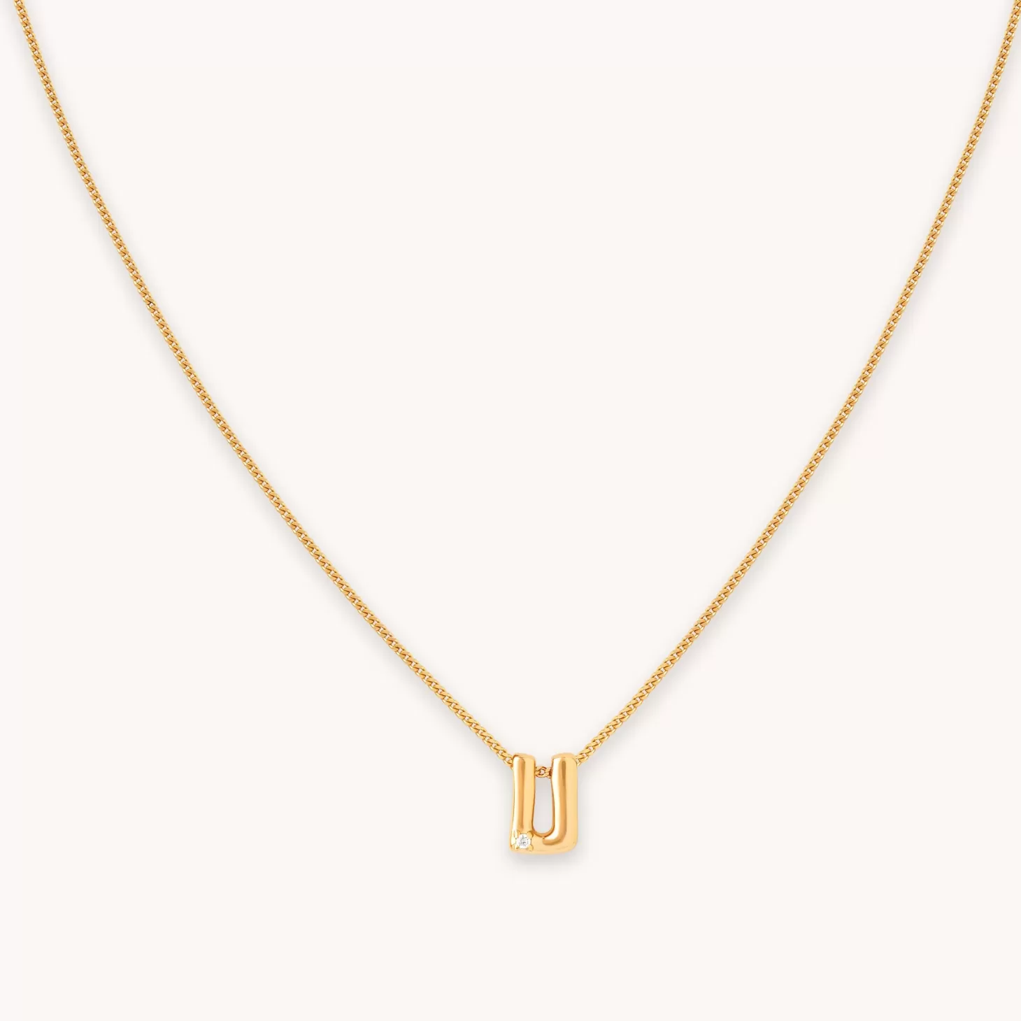 Astrid & Miyu U Initial Pendant Necklace In Gold 18K Gold Plated Sterling Silver Best