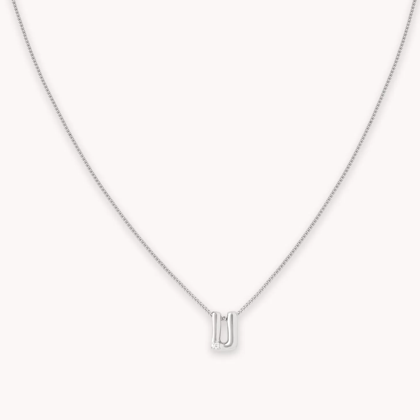 Astrid & Miyu U Initial Pendant Necklace In Silver Rhodium Plated Sterling Silver Cheap