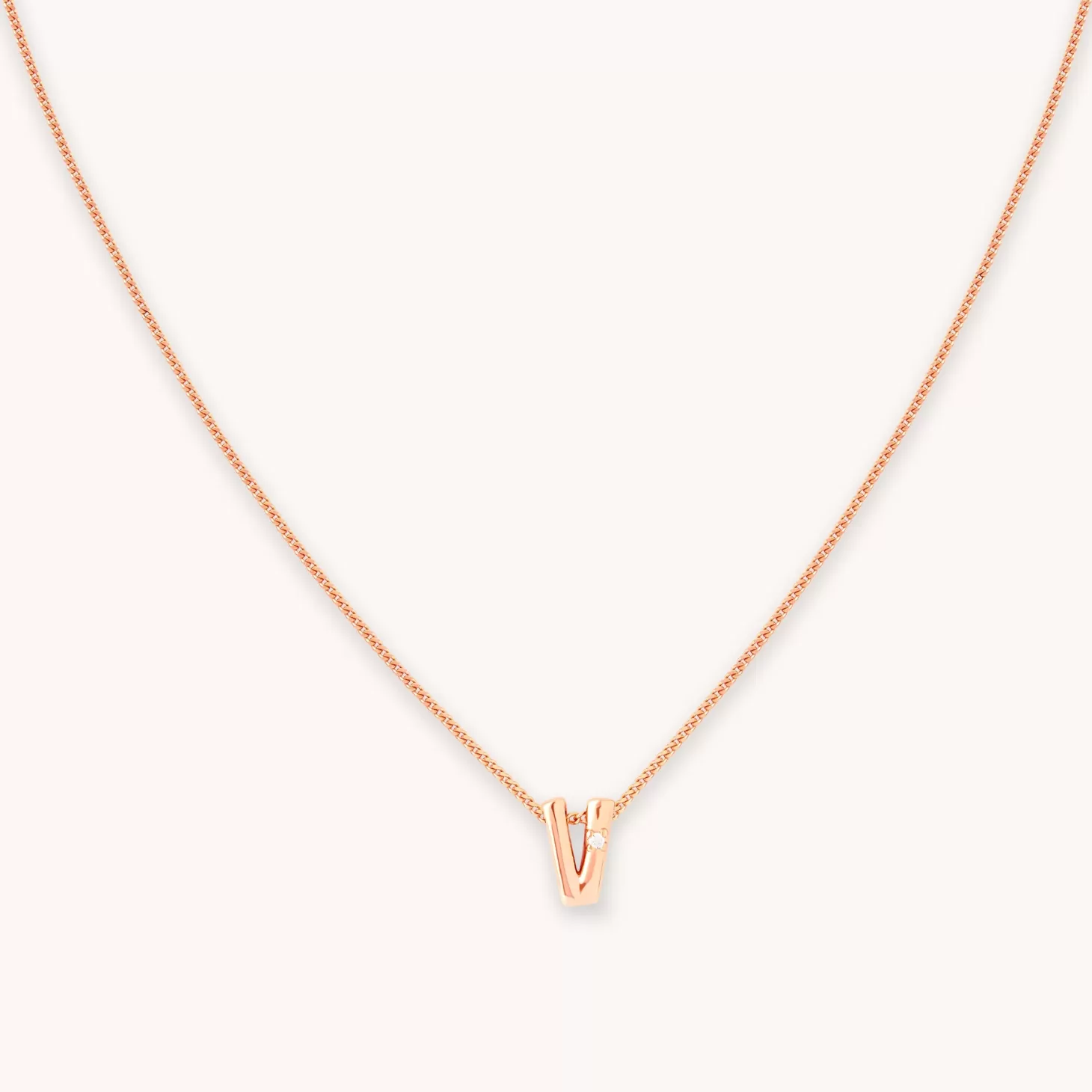 Astrid & Miyu V Initial Pendant Necklace In Rose Gold 18K Rose Gold Plated Sterling Silver Fashion