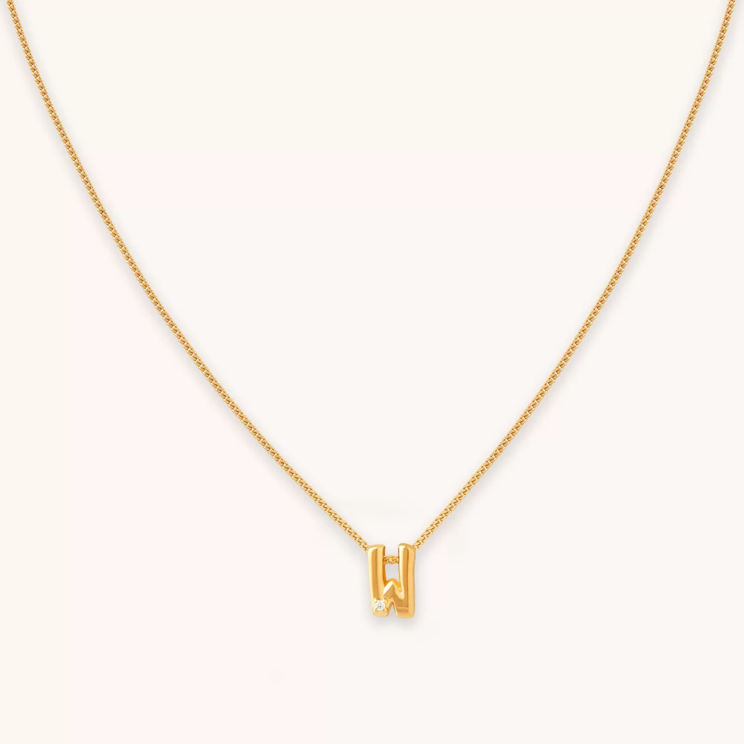 Astrid & Miyu W Initial Pendant Necklace In Gold 18K Gold Plated Sterling Silver Clearance
