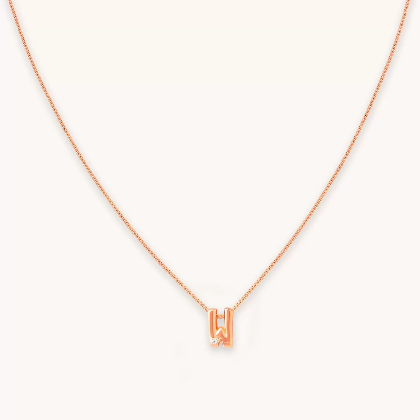 Astrid & Miyu W Initial Pendant Necklace In Rose Gold 18K Rose Gold Plated Sterling Silver Sale