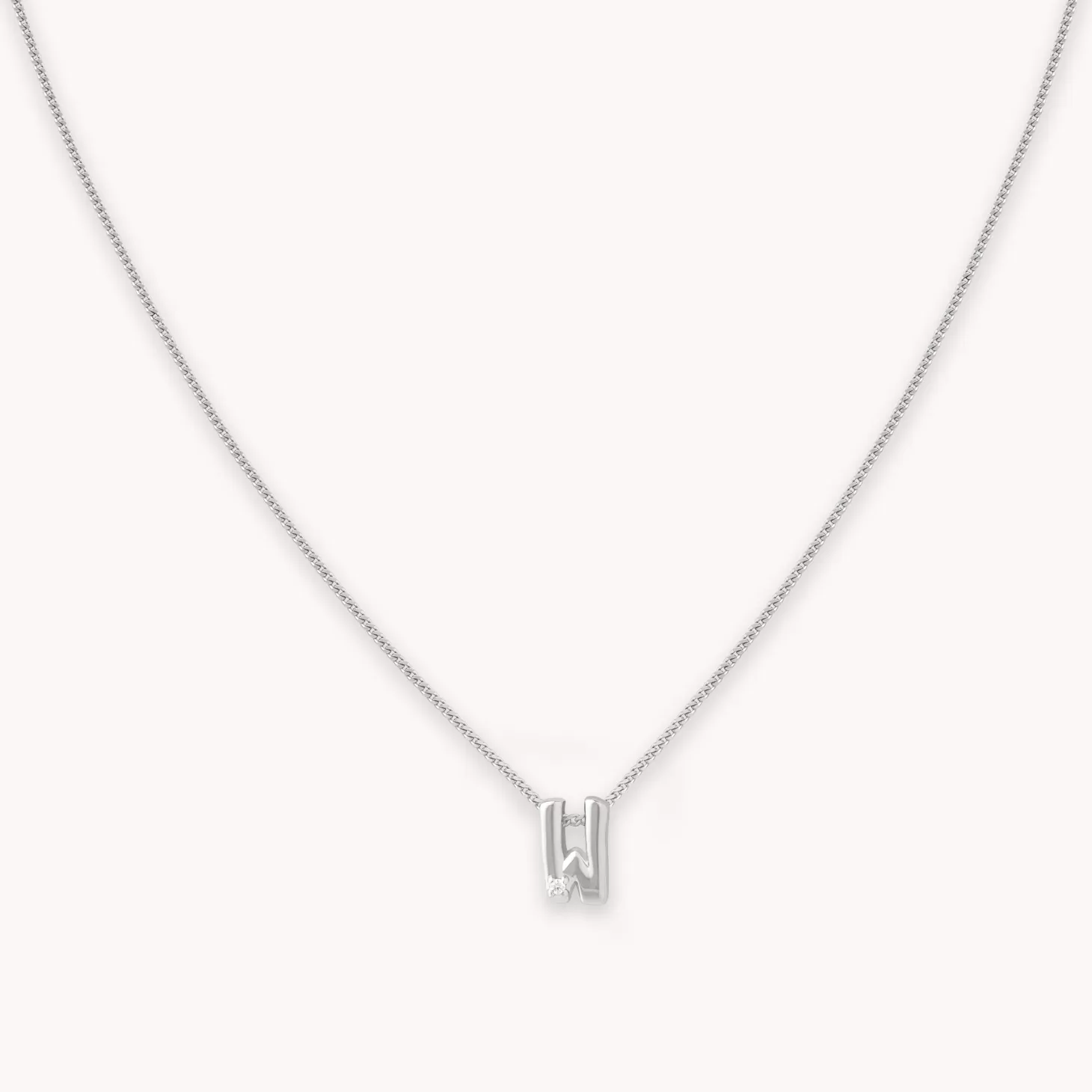 Astrid & Miyu W Initial Pendant Necklace In Silver Rhodium Plated Sterling Silver Hot