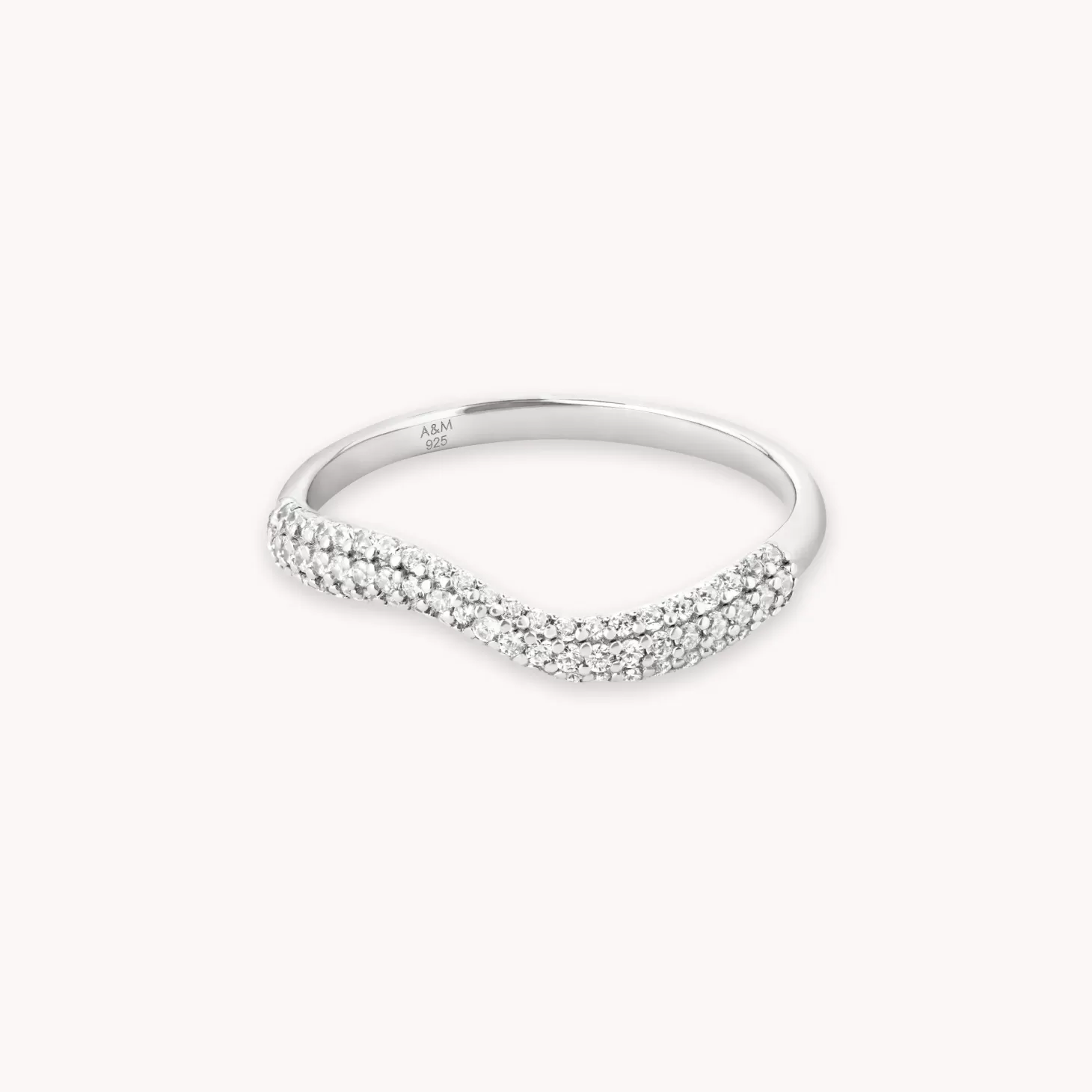 Astrid & Miyu Wave Crystal Ring In Silver Rhodium Plated Sterling Silver Fashion