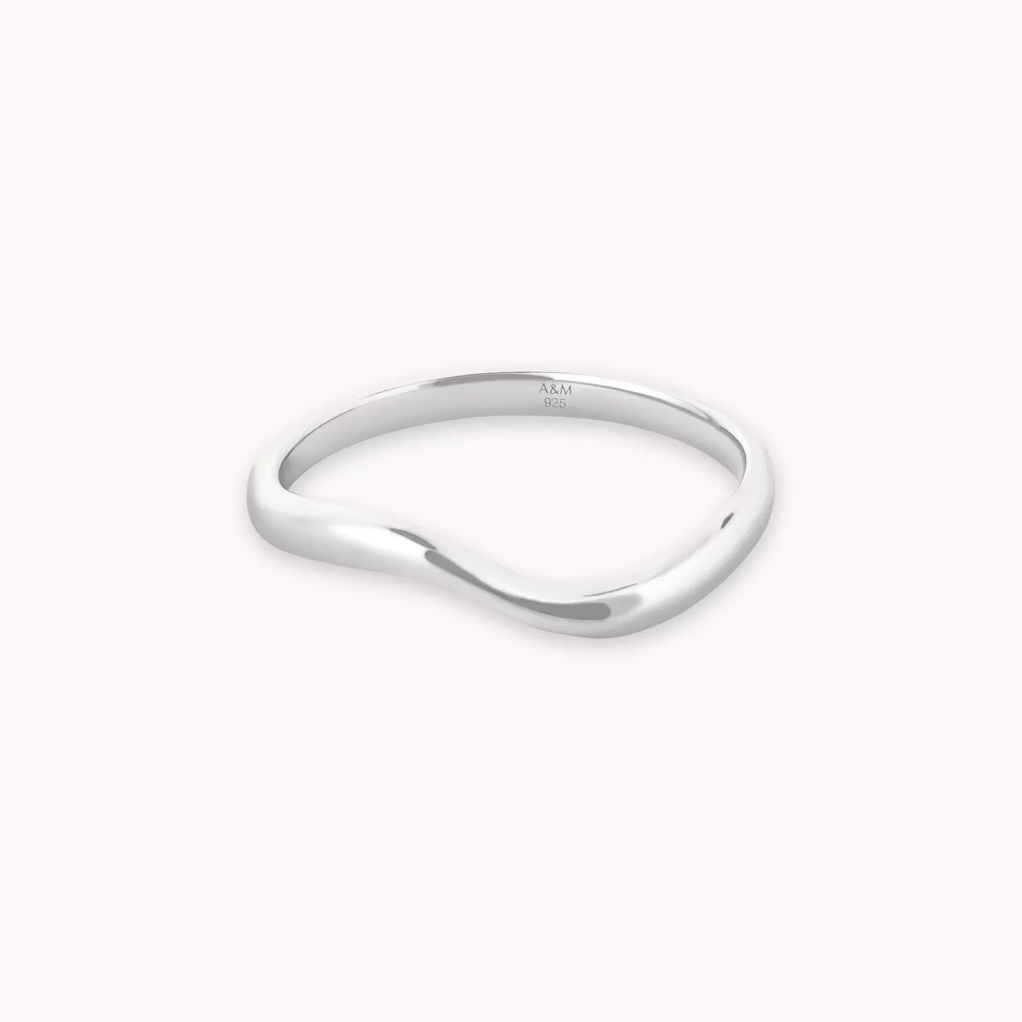 Astrid & Miyu Wave Ring In Silver Rhodium Plated Sterling Silver Clearance